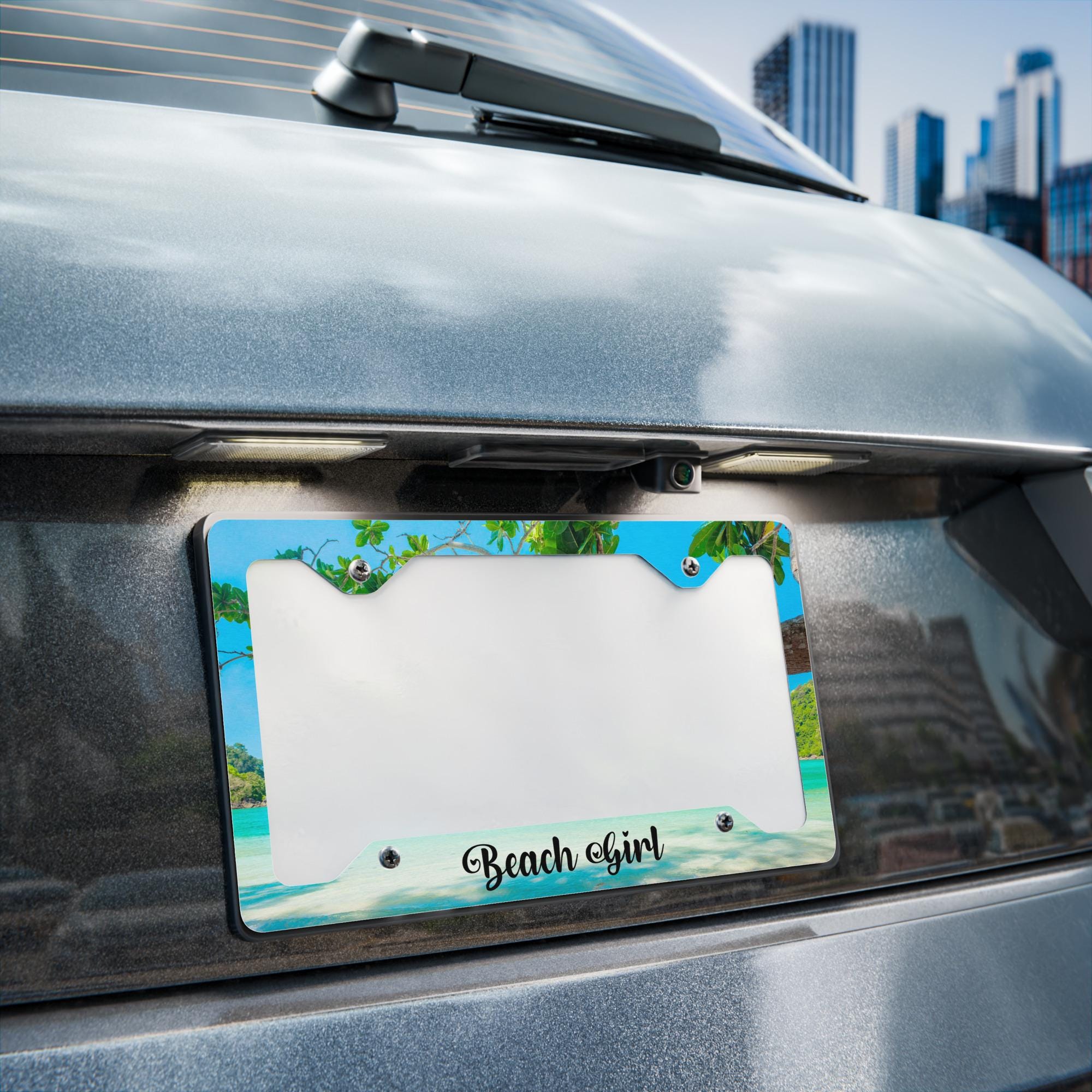 Beach Girl Metal License Plate Frame: Aluminum Car Decor