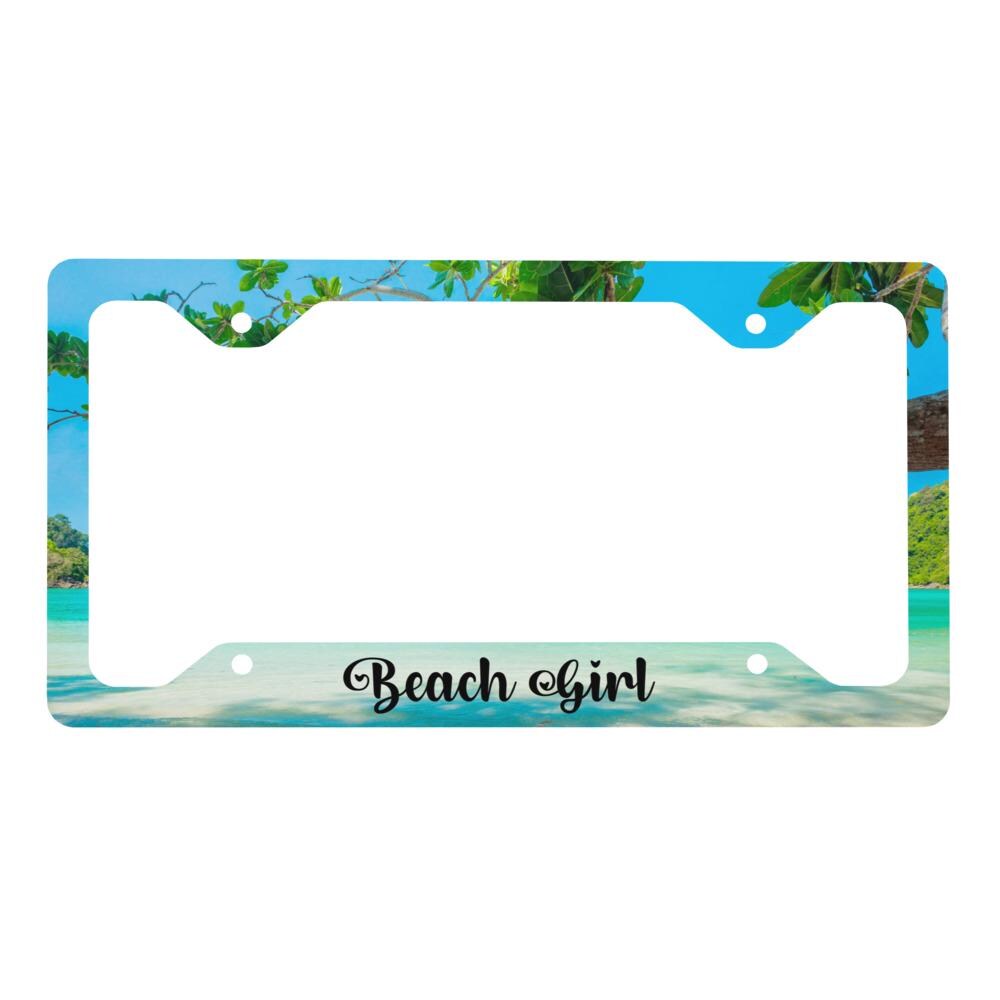 Beach Girl Metal License Plate Frame: Aluminum Car Decor