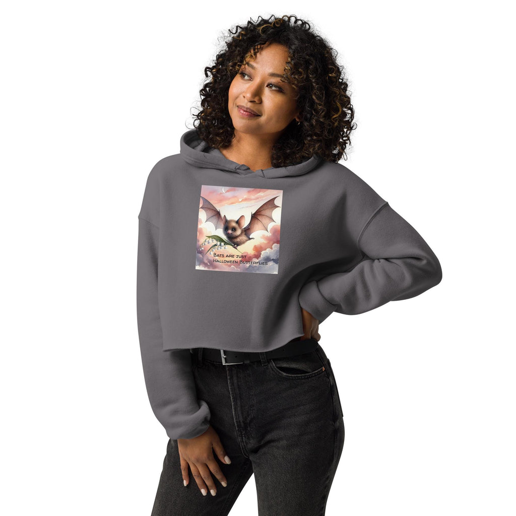 Halloween Bat Crop Hoodie: 'Bats are Butterflies' Graphic Sweatshirt