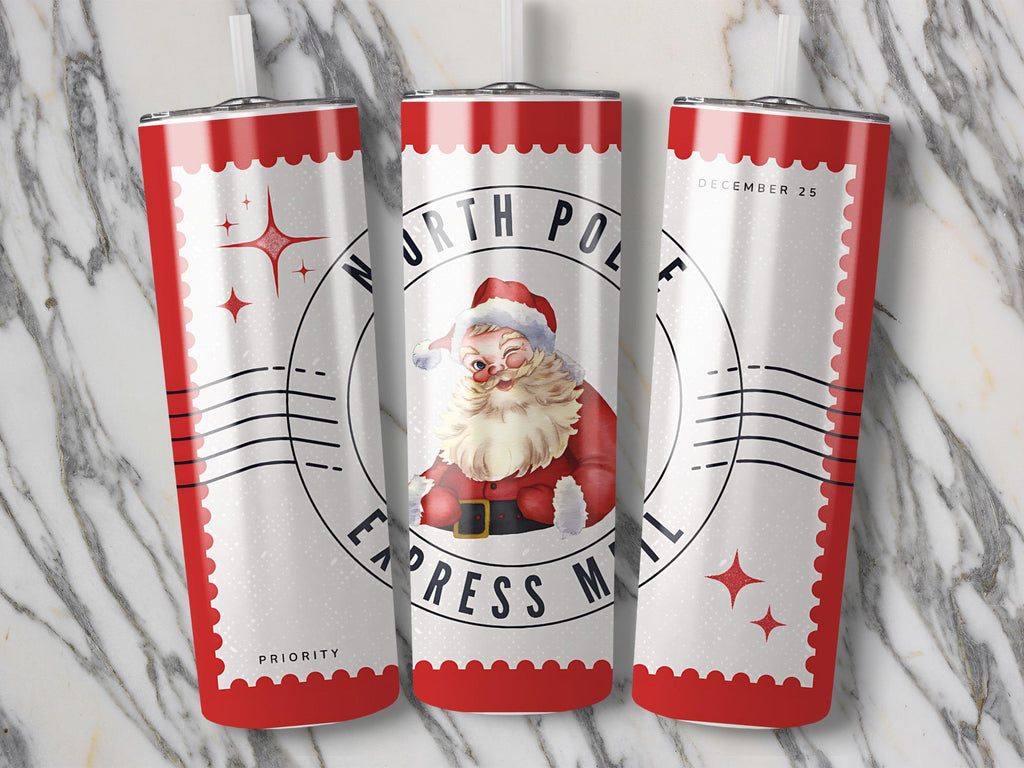 North Pole Express Santa Tumbler Wrap: 20oz Skinny Tumbler (Digital Download)
