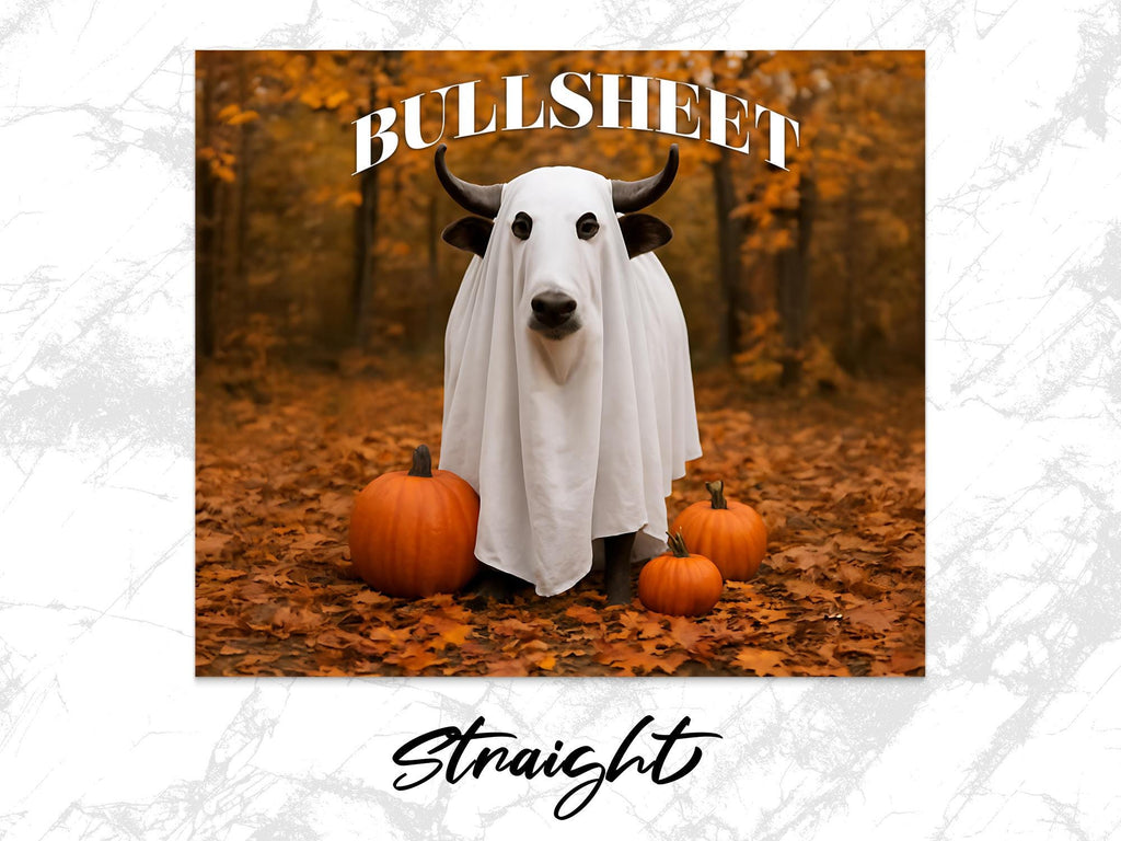 Cow Ghost BullSheet Tumbler Wrap: Funny Halloween Sublimation Design (Digital Download)
