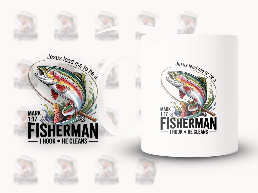 Christian Fishing Design: Jesus Lead Me, Fisherman Art (PNG Digital Download)