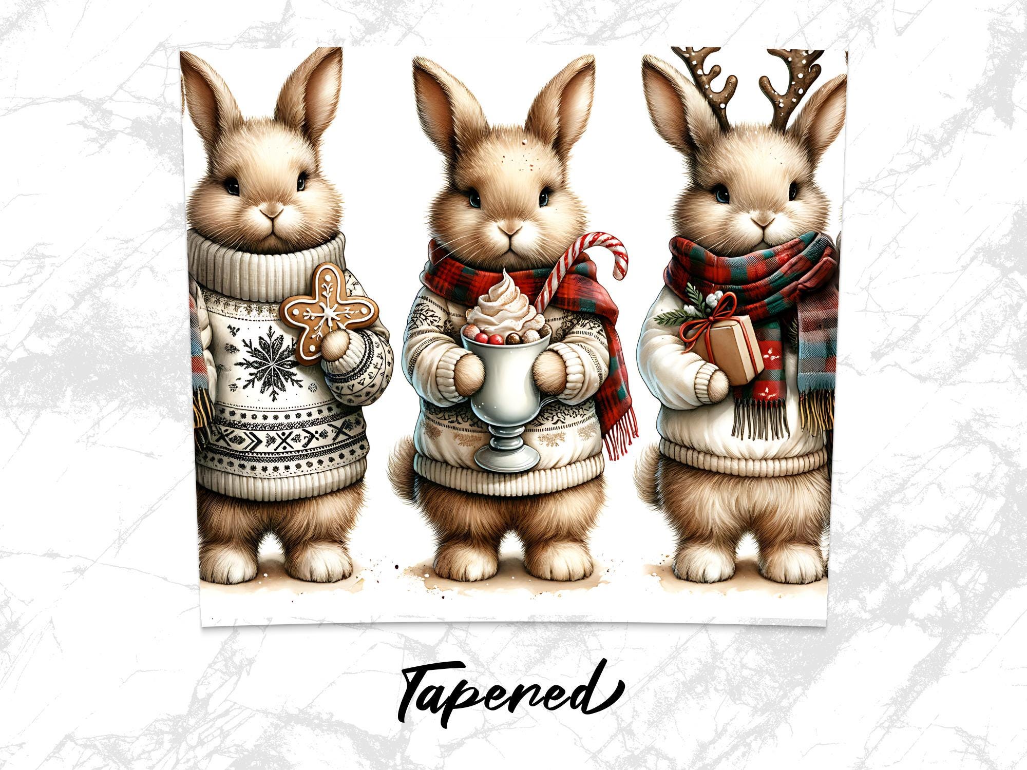 Winter Bunnies 20oz Tumbler Wrap: Holiday Hare PNG (Digital Download)
