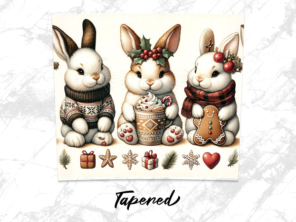 Winter Bunnies Tumbler Wrap: Christmas Rabbit Cocoa Design (Digital Download)