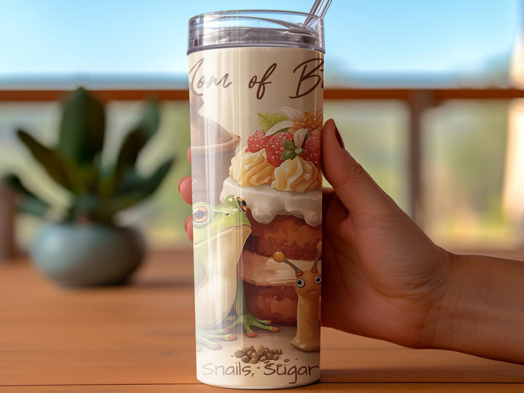 Mom of Both Tumbler Wrap: Frog, Snail, Cake Design (PNG Digital Download)