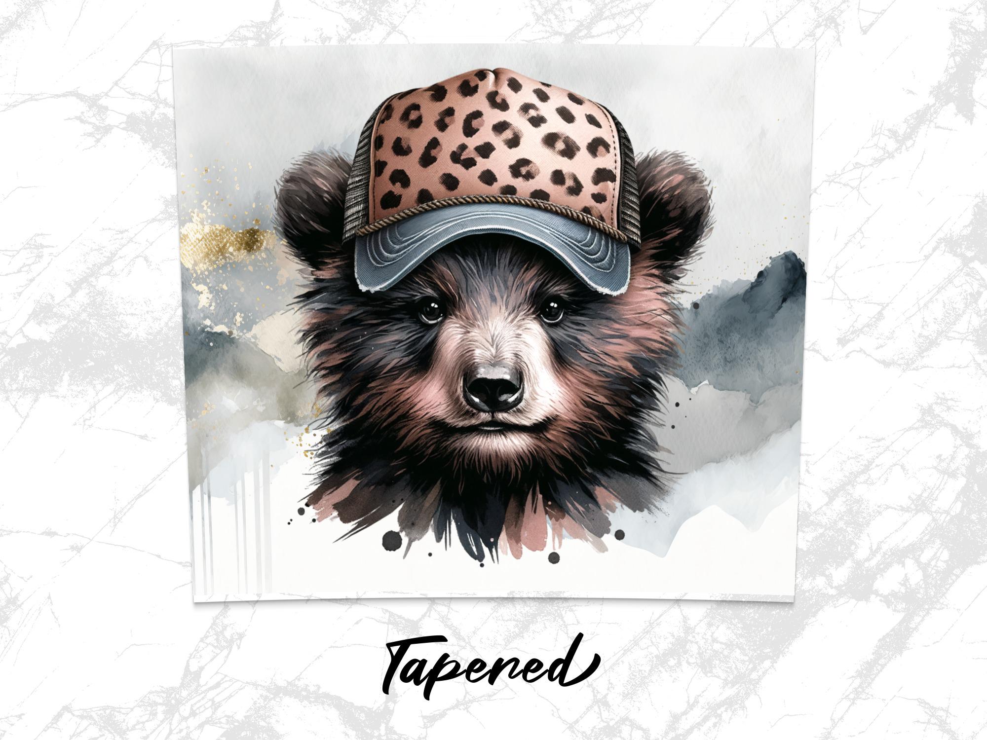 Bear in Trucker Hat Tumbler Wrap - Animal Clipart (Digital Download)