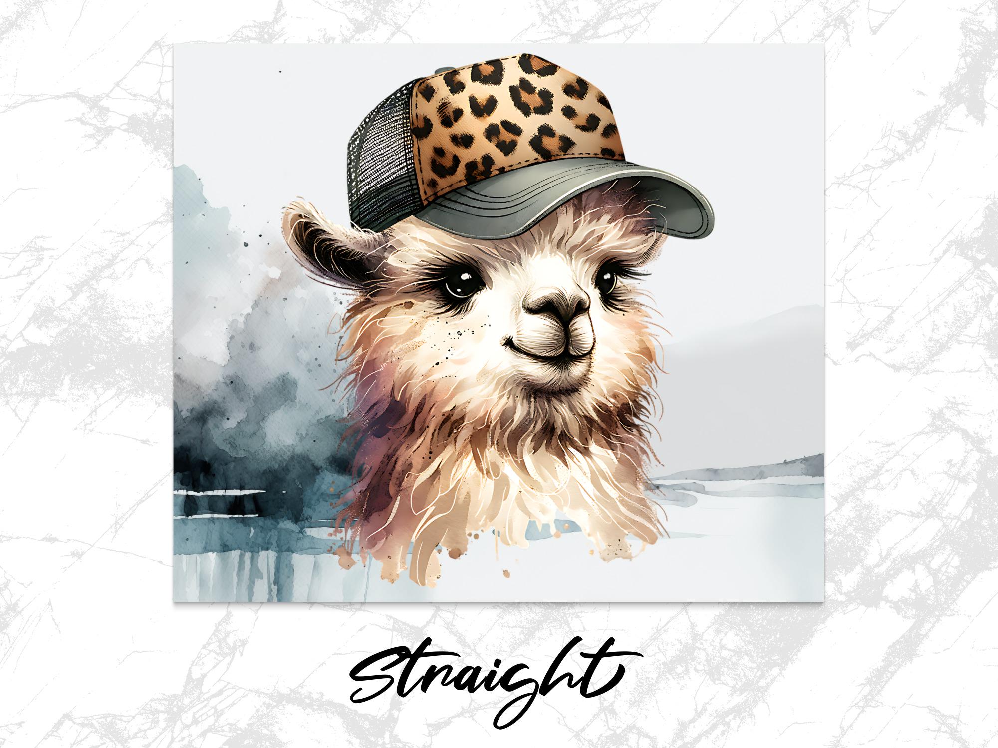 Leopard Hat Llama PNG: Boho Animal Tumbler Wrap (Digital Download)