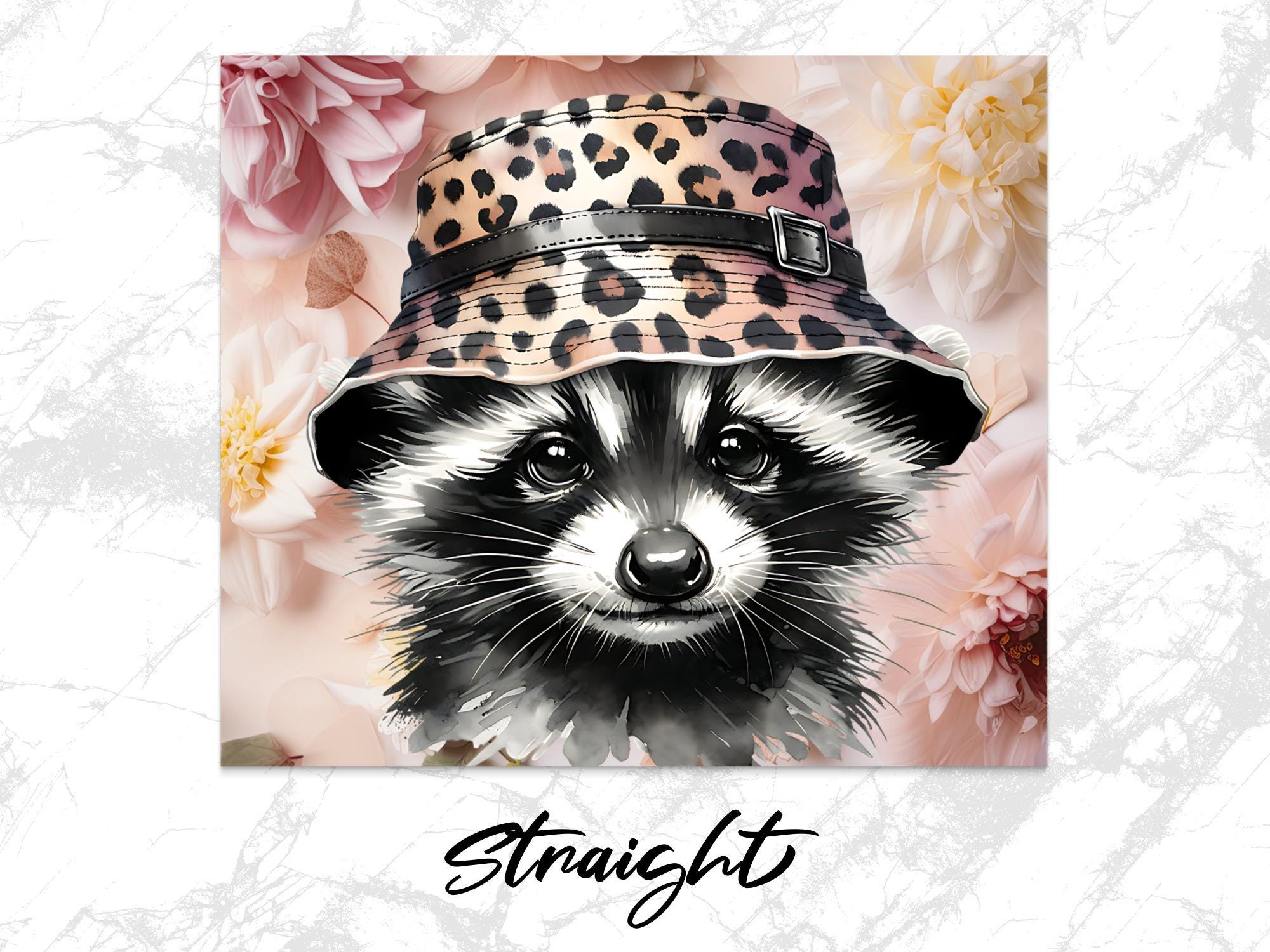 Raccoon in Leopard Hat Tumbler Wrap Design (Digital Download)