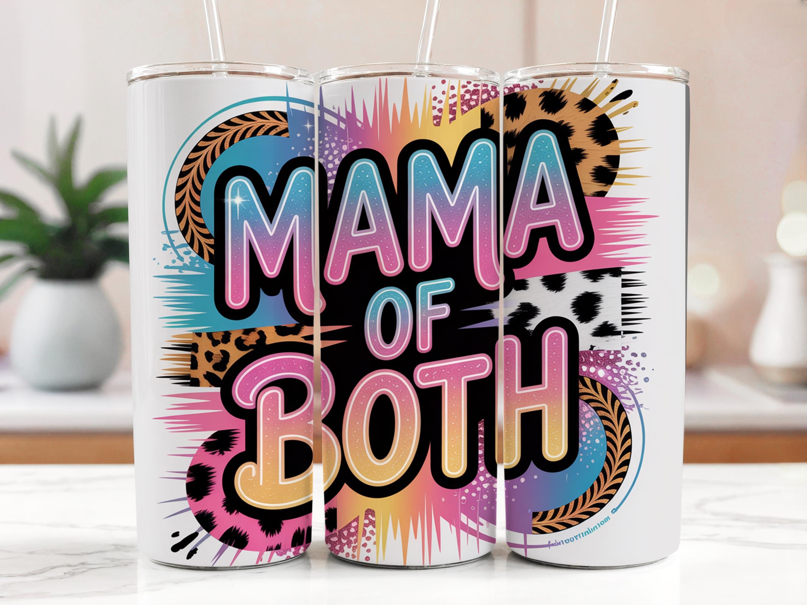 Mama Of Both Tumbler Wrap: Leopard Cheetah Mom Life Design (Digital Download)
