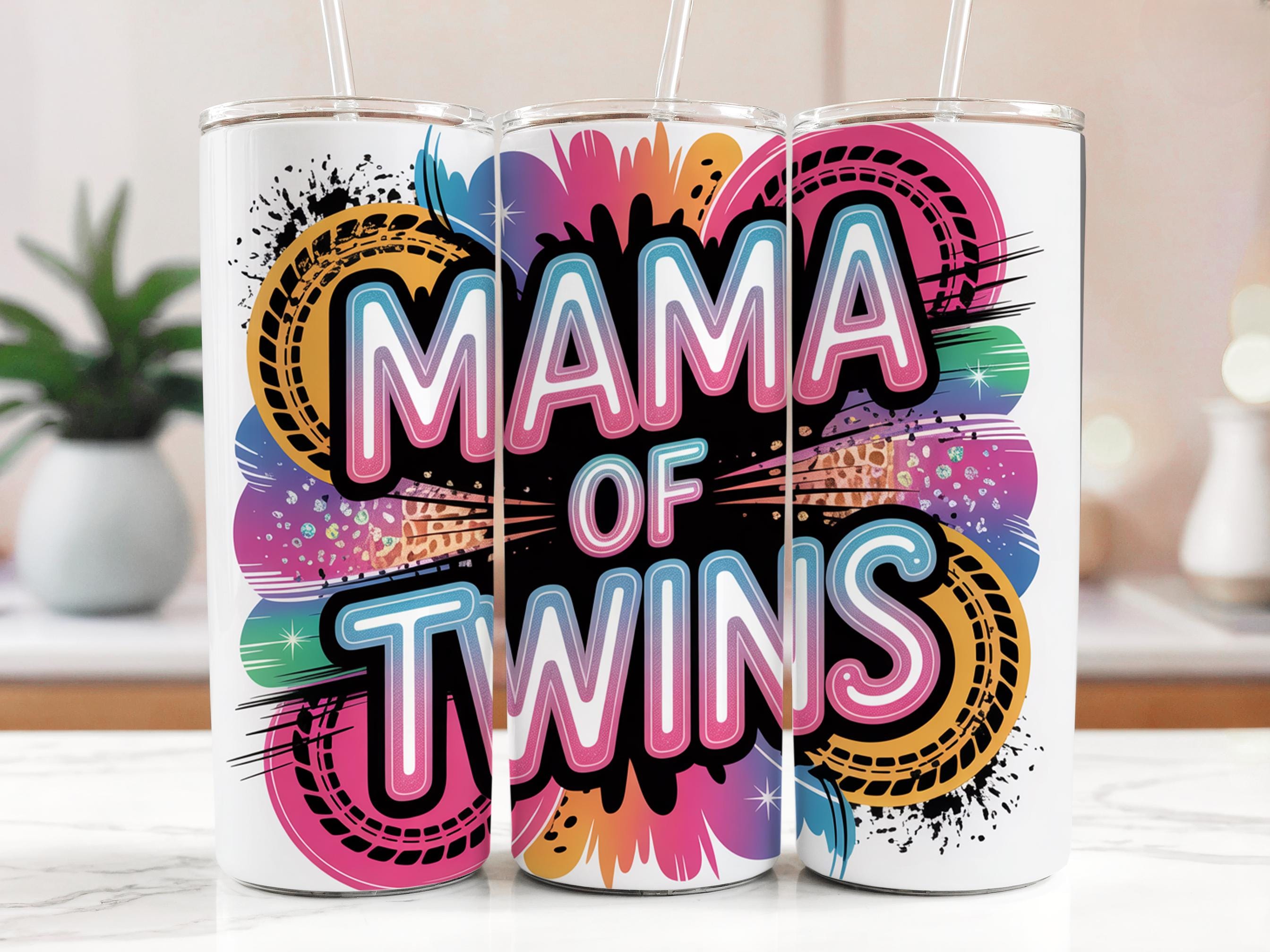 Mama of Twins Tumbler Wrap: Rainbow Sublimation Design (Digital Download)