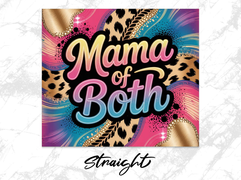 Mama of Both Tumbler Wrap: Cheetah Leopard Rainbow Sublimation (Digital Download)