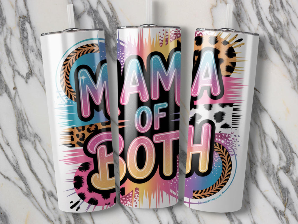 Mama Of Both Tumbler Wrap: Leopard Cheetah Mom Life Design (Digital Download)