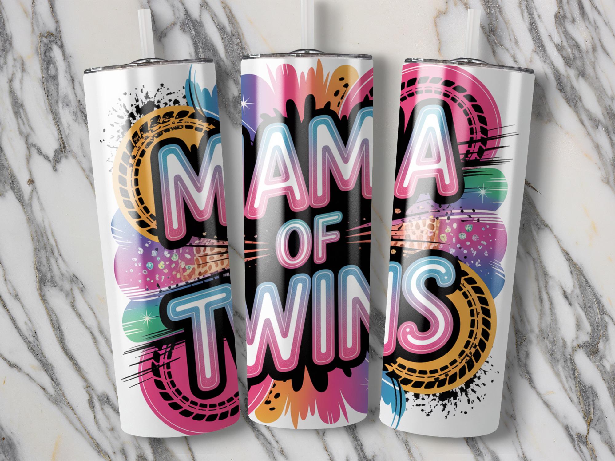 Mama of Twins Tumbler Wrap: Rainbow Sublimation Design (Digital Download)