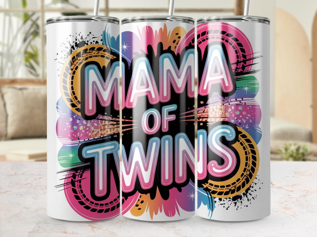 Mama of Twins Tumbler Wrap: Rainbow Sublimation Design (Digital Download)