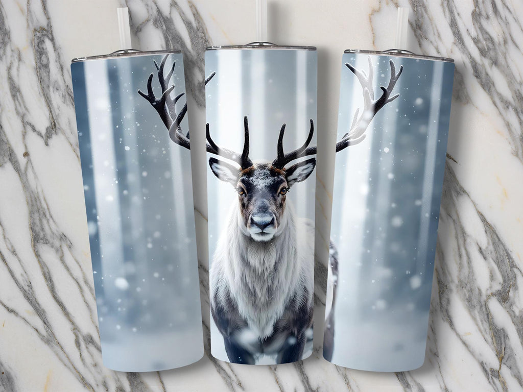Reindeer Tumbler Wrap: Winter Christmas 20oz Skinny Tumbler Design (Digital Download)