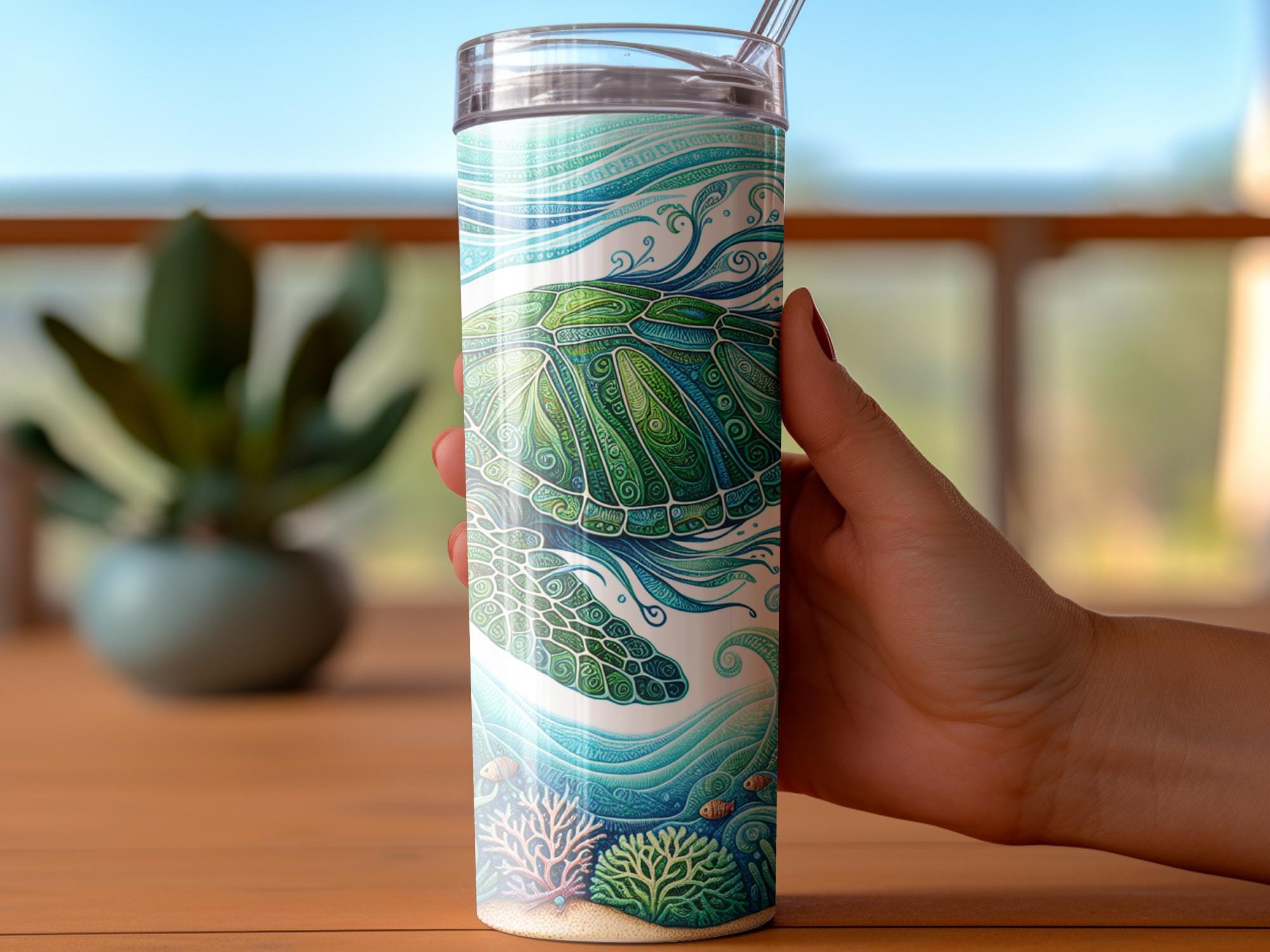 Sea Turtle Tumbler Wrap: Ocean Life Sublimation Design (Digital Download)