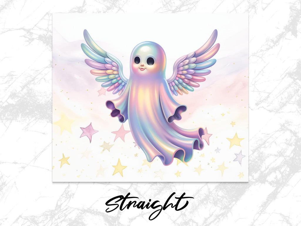 Rainbow Ghost Tumbler Wrap: Angel Wings, 20oz Skinny Tumbler (Digital Download)