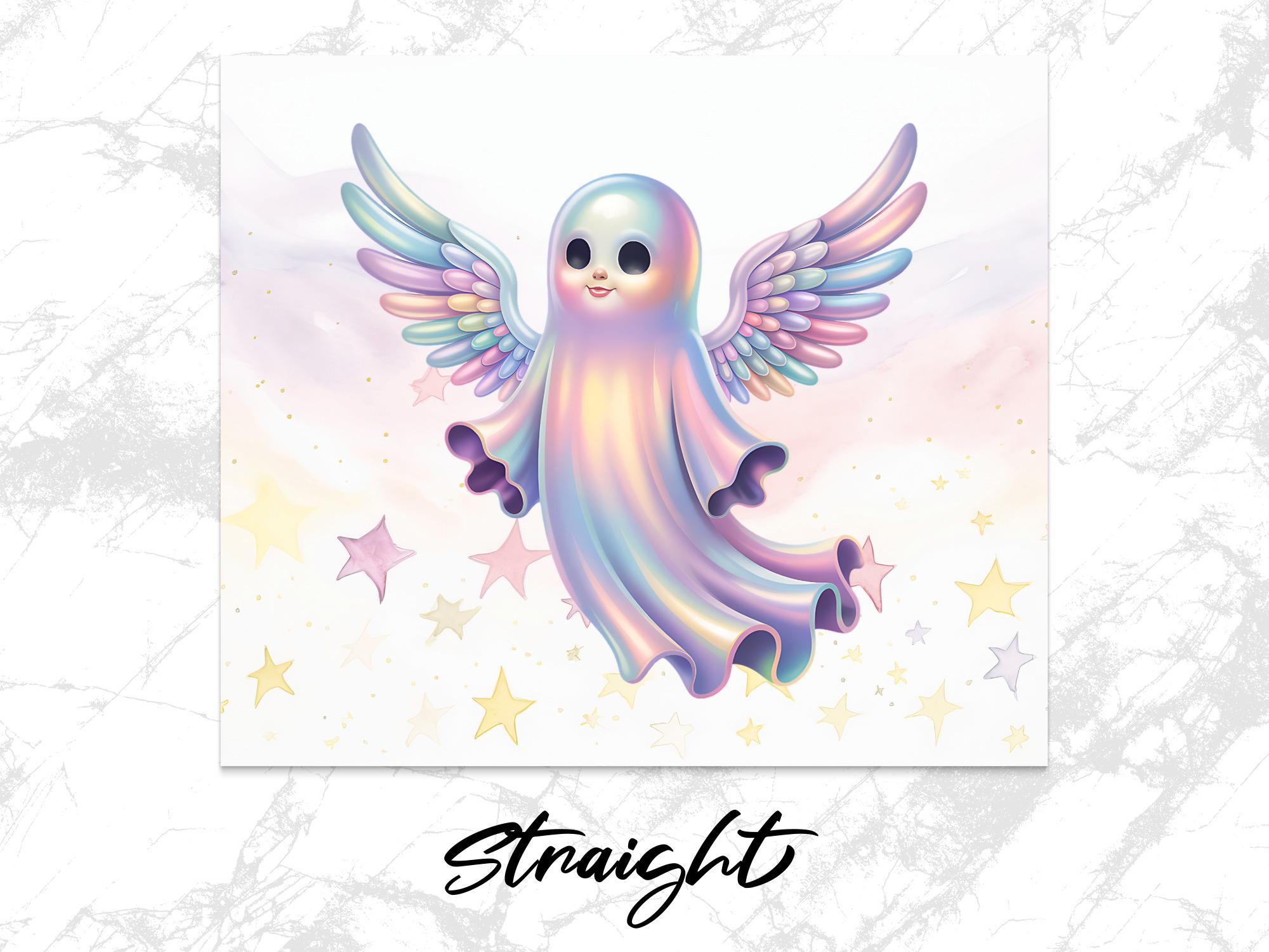 Rainbow Ghost Tumbler Wrap: Angel Wings, 20oz Skinny Tumbler (Digital Download)