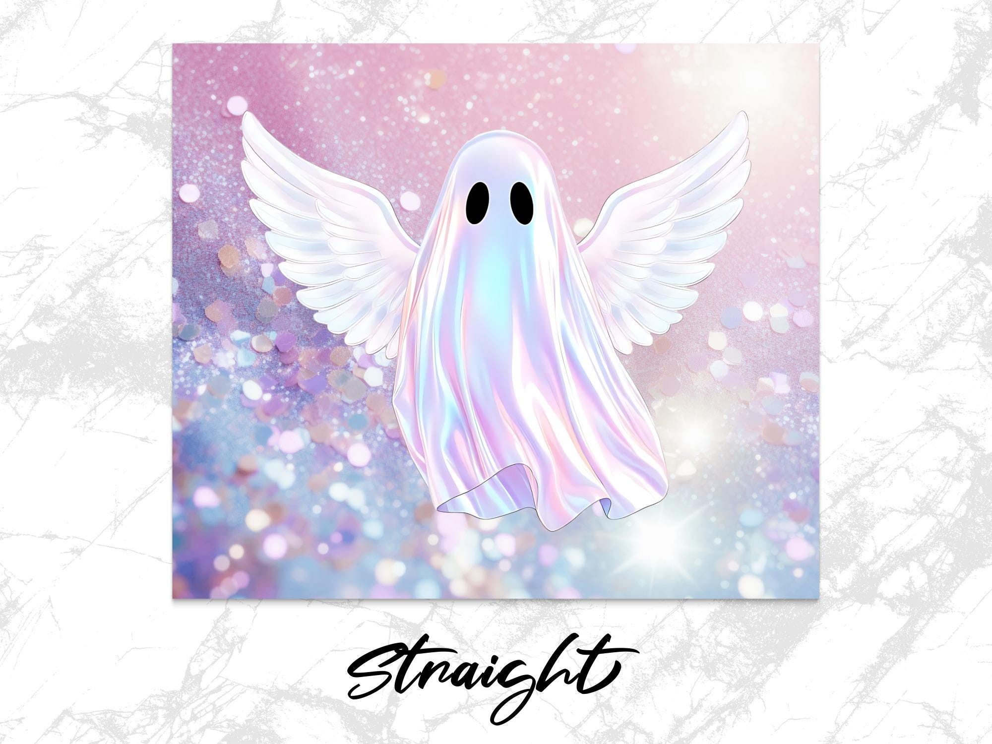 Angel Ghost Tumbler Wrap: Halloween Pastel Glitter (Digital Download)