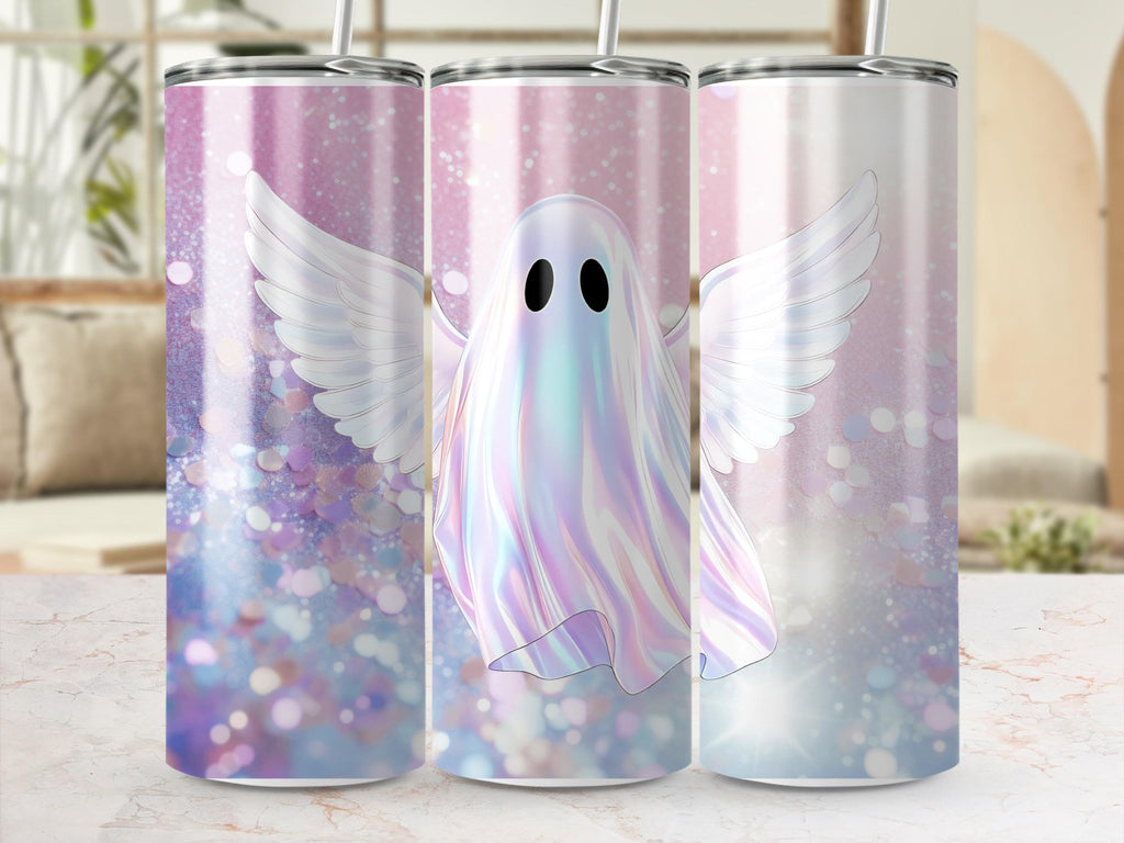 Angel Ghost Tumbler Wrap: Halloween Pastel Glitter (Digital Download)