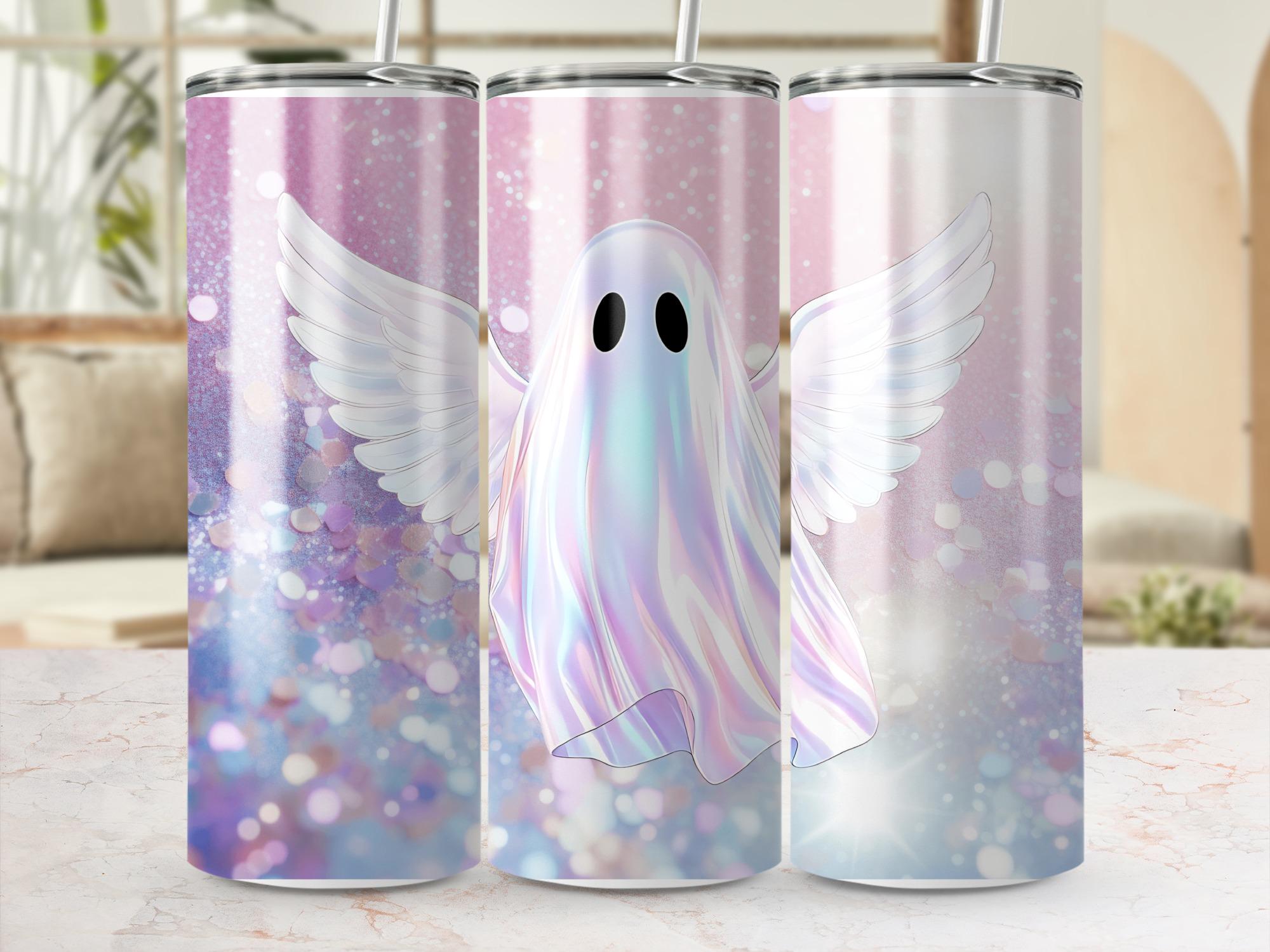 Angel Ghost Tumbler Wrap: Halloween Pastel Glitter (Digital Download)