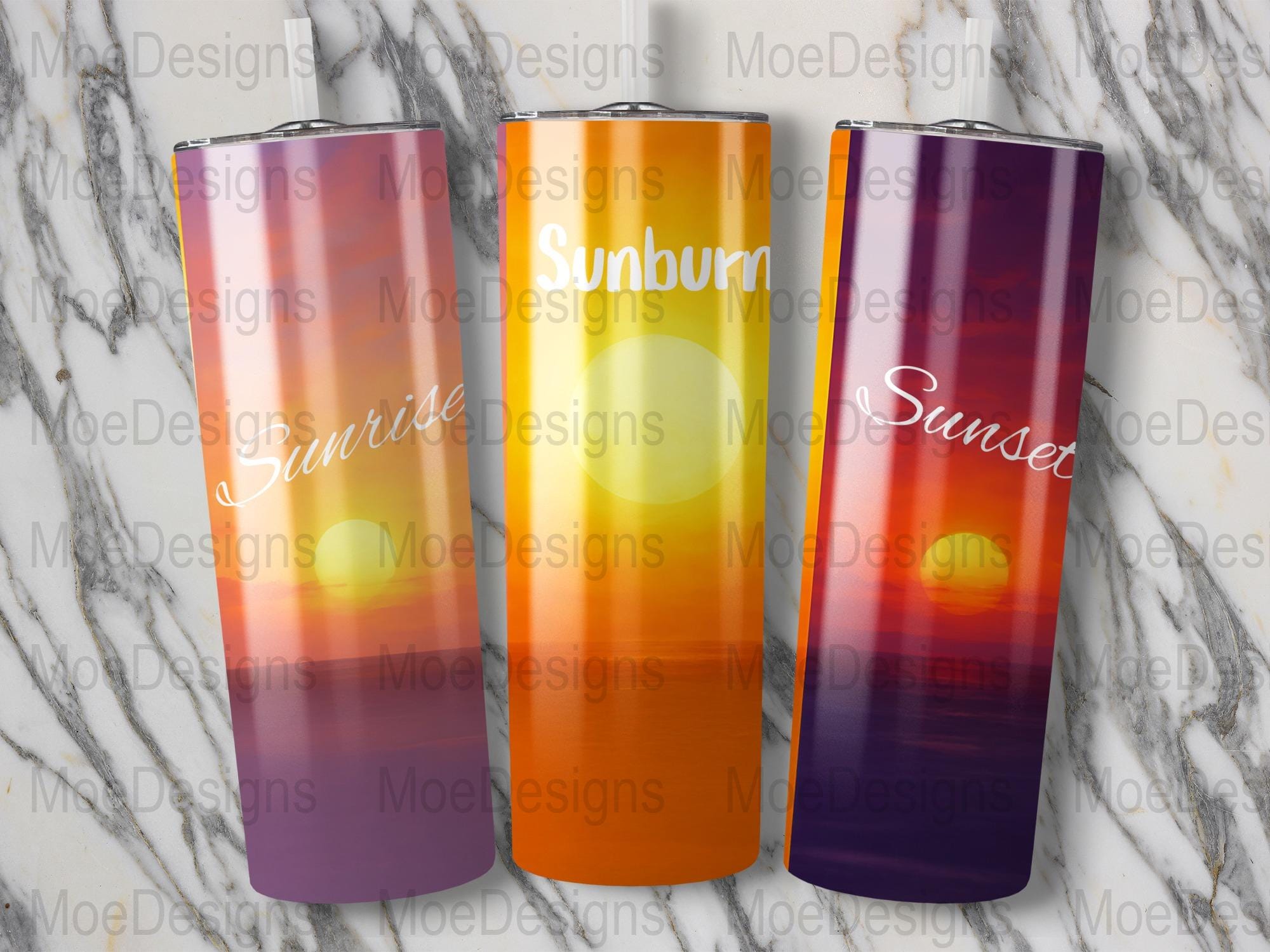Ombre Sunset Tumbler Wrap: Summer Vibes, 20oz Skinny Tumbler (PNG Digital Download)