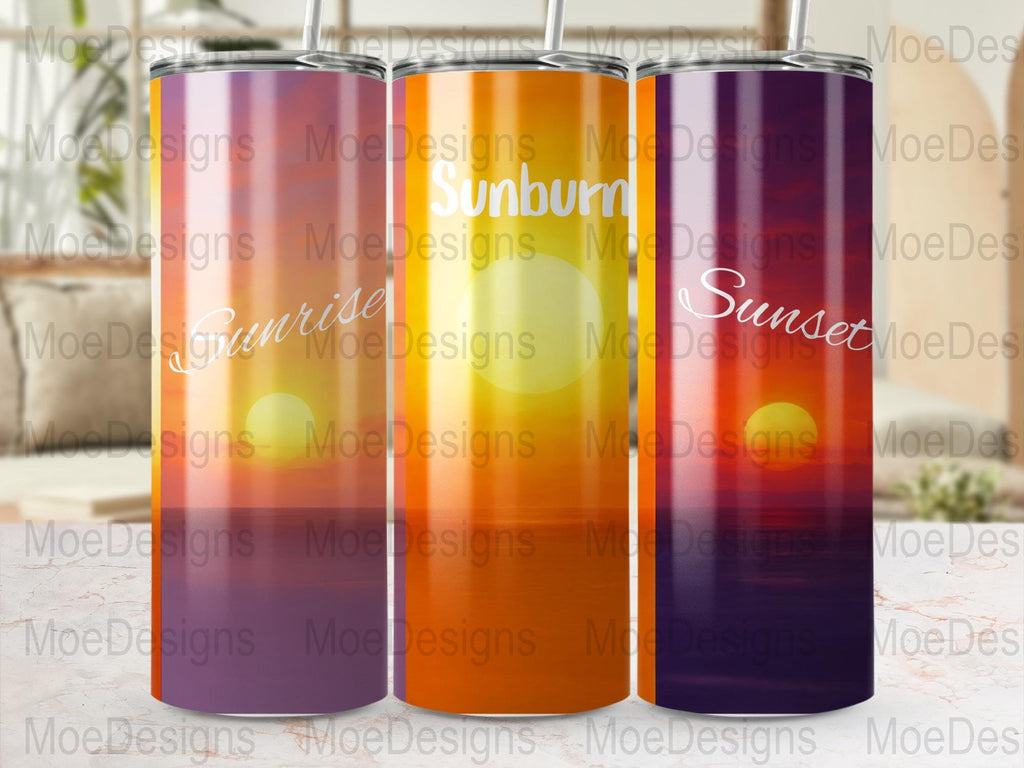 Ombre Sunset Tumbler Wrap: Summer Vibes, 20oz Skinny Tumbler (PNG Digital Download)