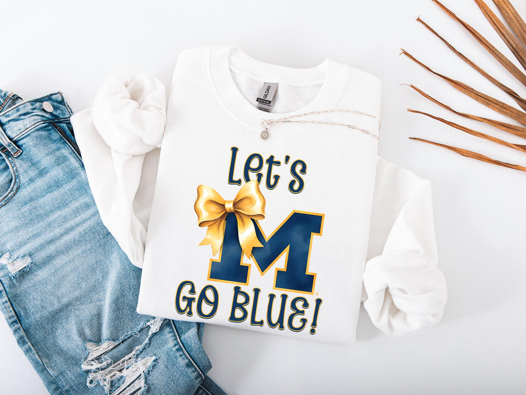 Michigan PNG: Let's Go Blue Bow Graphic (Digital Download)