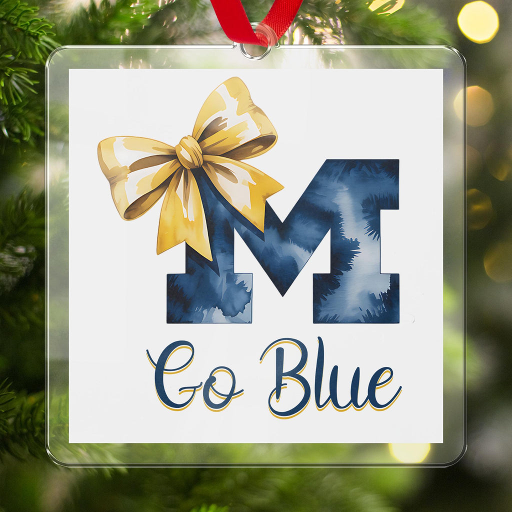 Michigan, M with Bow PNG: Go Blue Digital Download