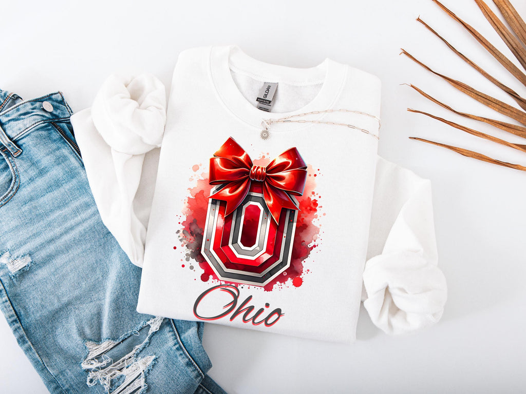Ohio Buckeyes PNG: Bow Shirt Sublimation Design (Digital Download)