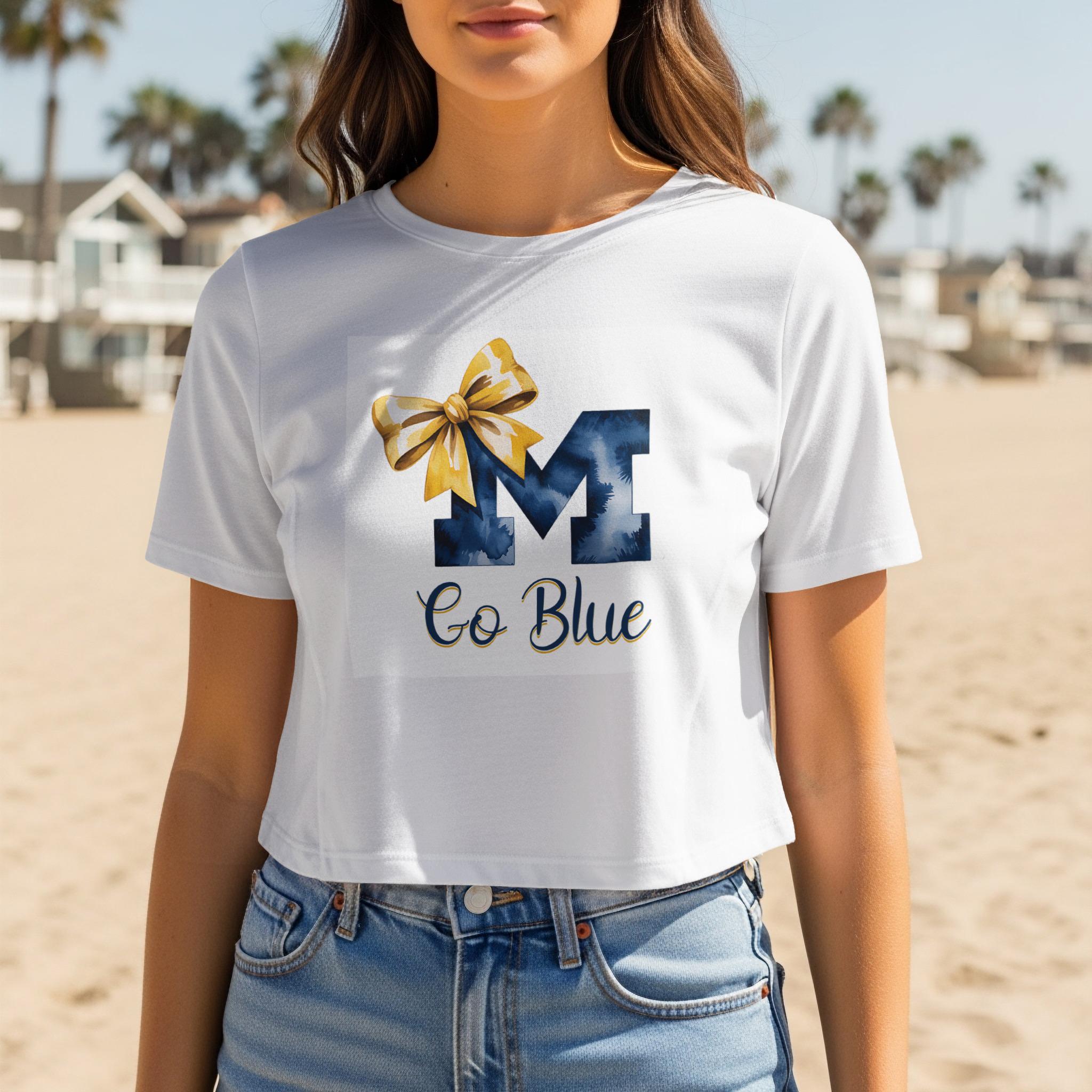 Michigan, M with Bow PNG: Go Blue Digital Download