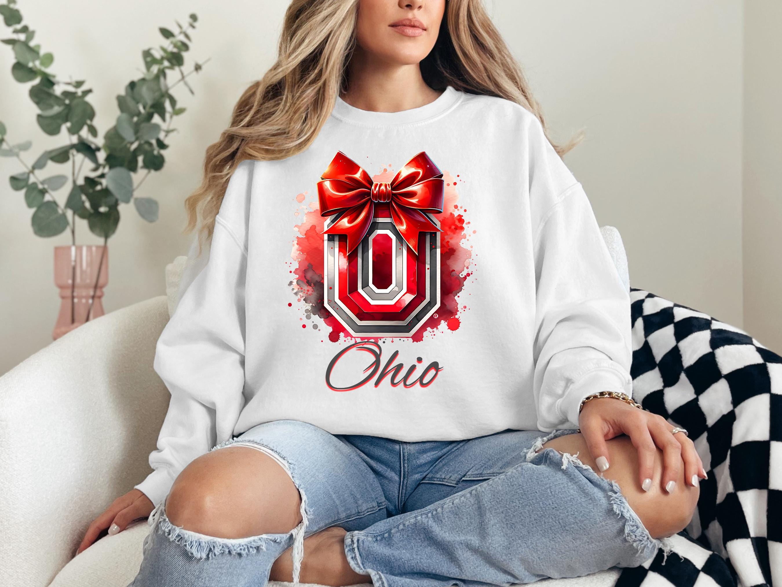 Ohio Buckeyes PNG: Bow Shirt Sublimation Design (Digital Download)