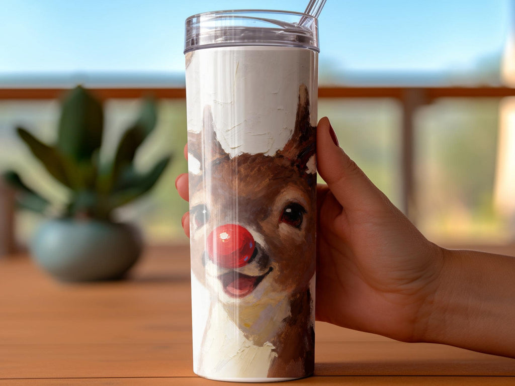 Rudolph Tumbler Wrap: Red Nose Reindeer, Christmas Sublimation (Digital Download)