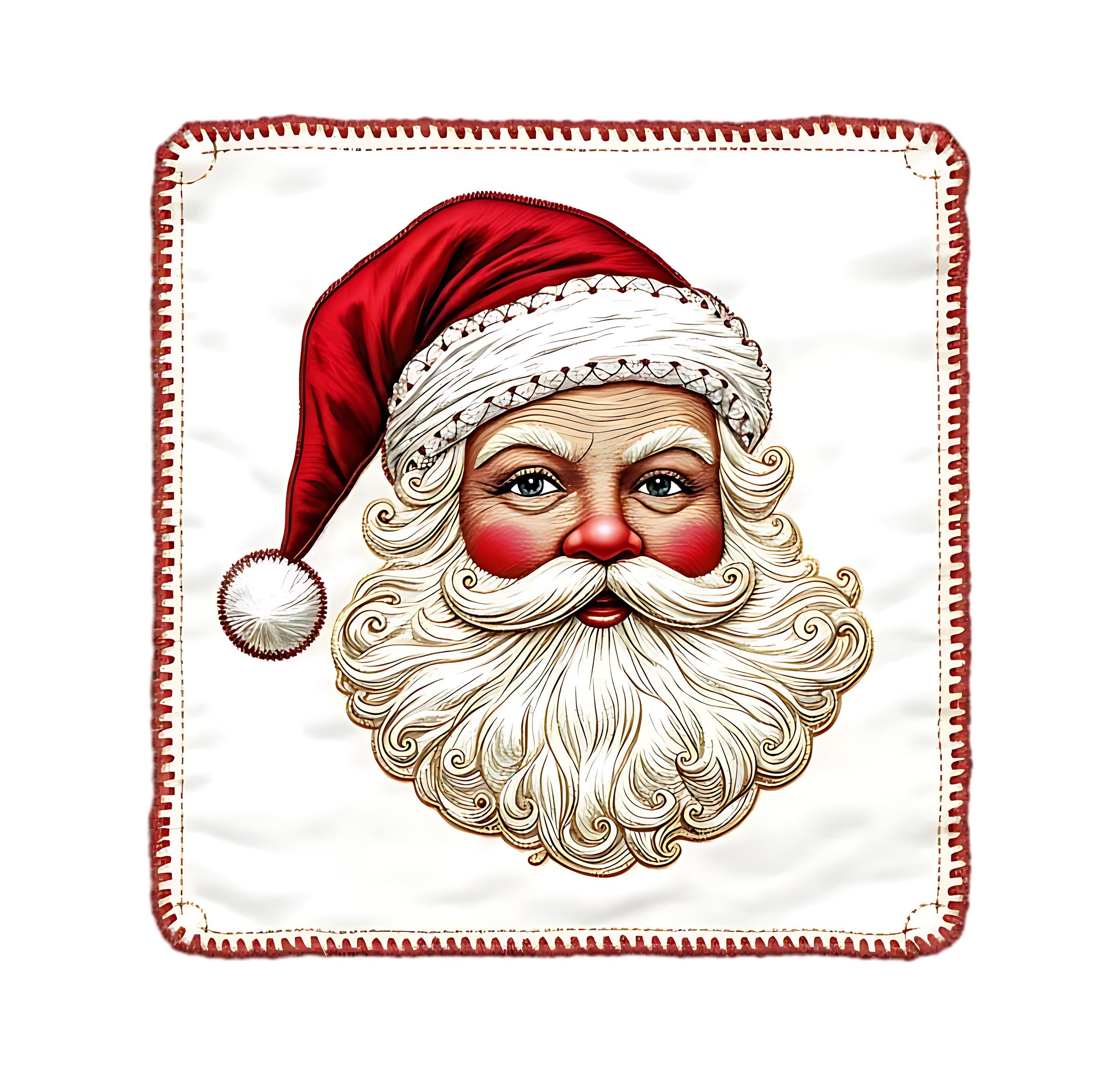 Vintage Santa Claus Face Art: Detailed Christmas PNG (Digital Download)