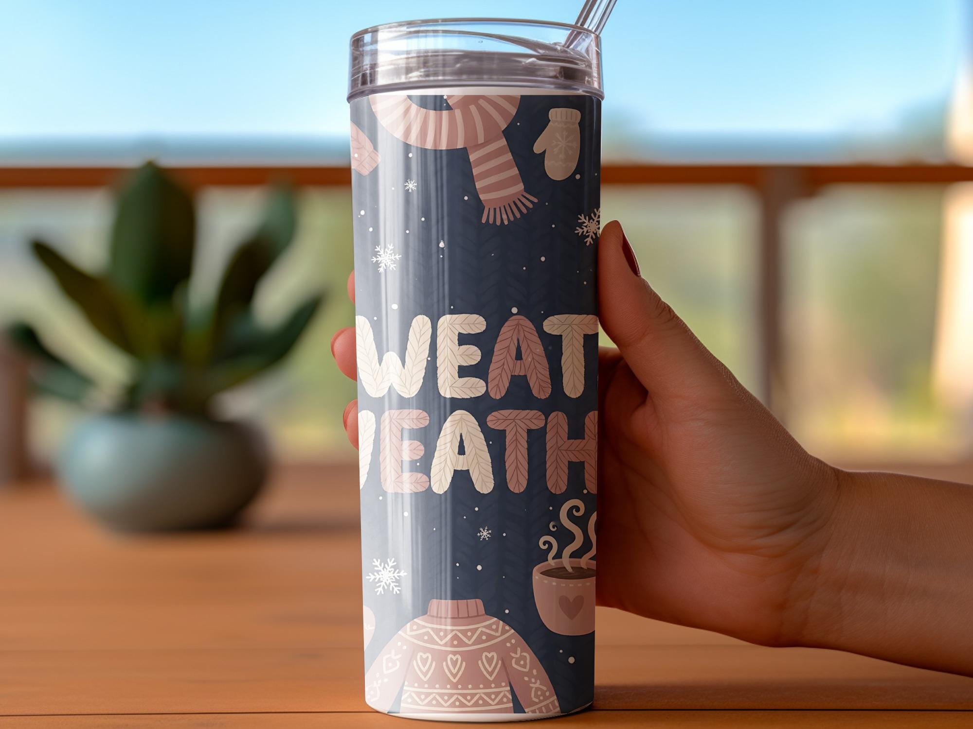 Sweater Weather Tumbler Wrap: Cozy Winter Design (Digital Download)