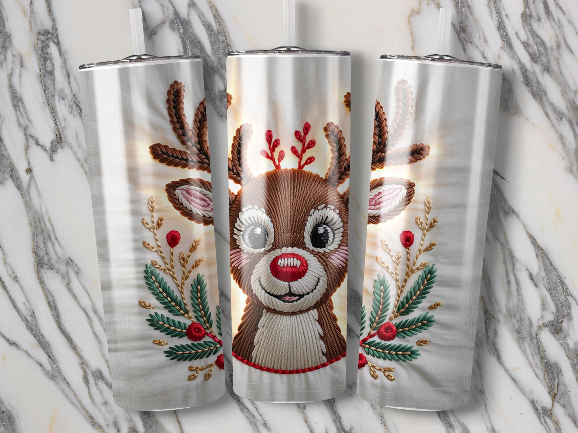 Rudolph Reindeer 20oz Tumbler Wrap - Christmas Sublimation Design (Digital Download)