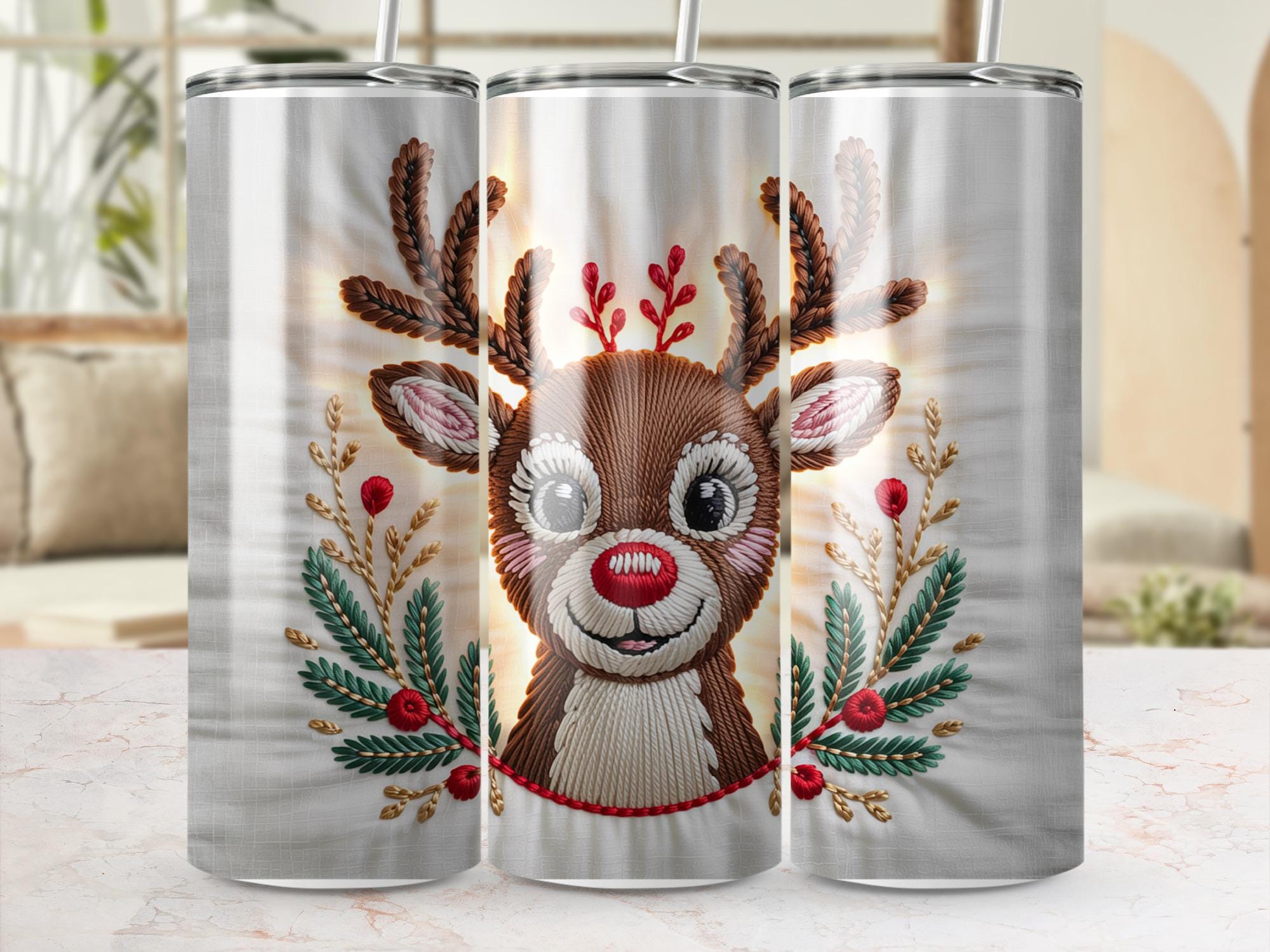 Rudolph Reindeer 20oz Tumbler Wrap - Christmas Sublimation Design (Digital Download)