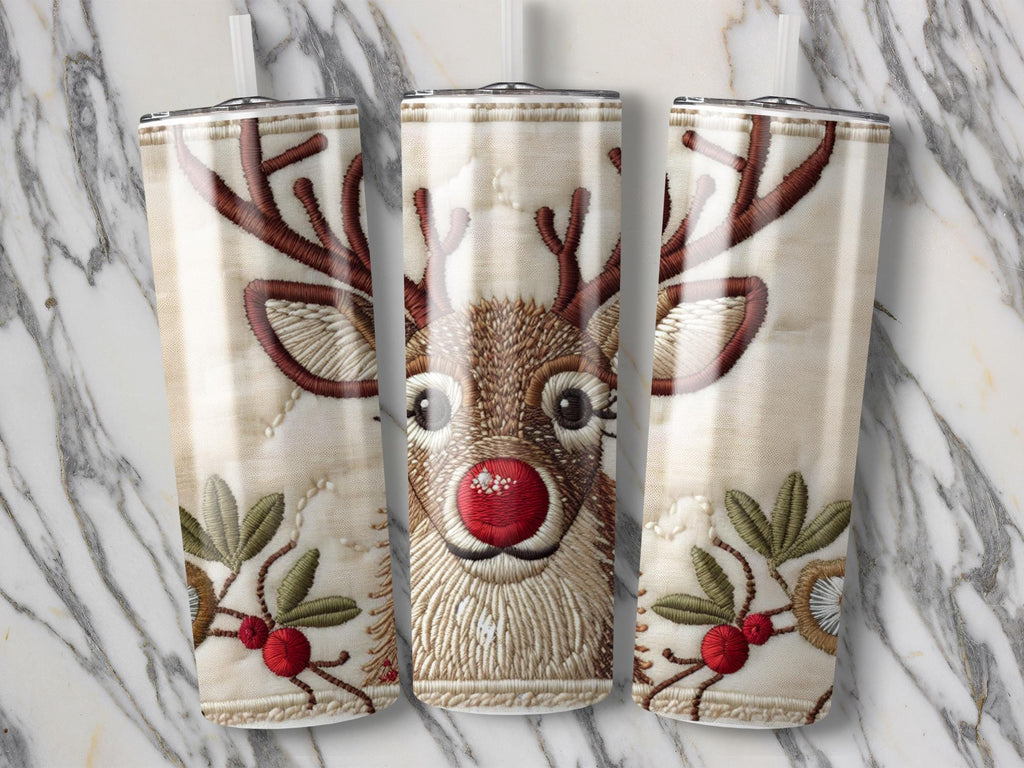 Rudolph Reindeer Tumbler Wrap: Christmas 20oz Skinny Tumbler PNG (Digital Download)