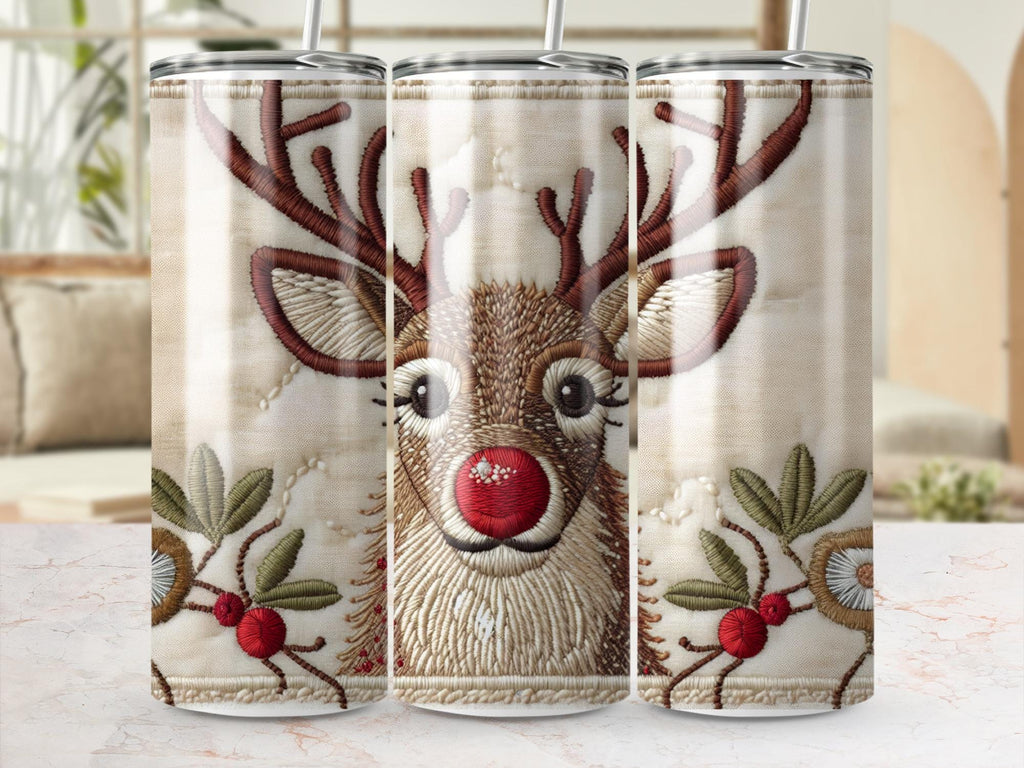Rudolph Reindeer Tumbler Wrap: Christmas 20oz Skinny Tumbler PNG (Digital Download)