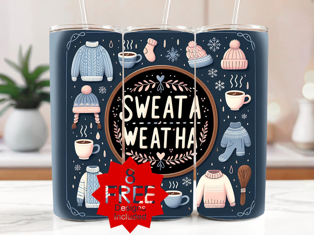 Sweata Weatha Tumbler Wrap: Winter Holiday Design (Digital Download)