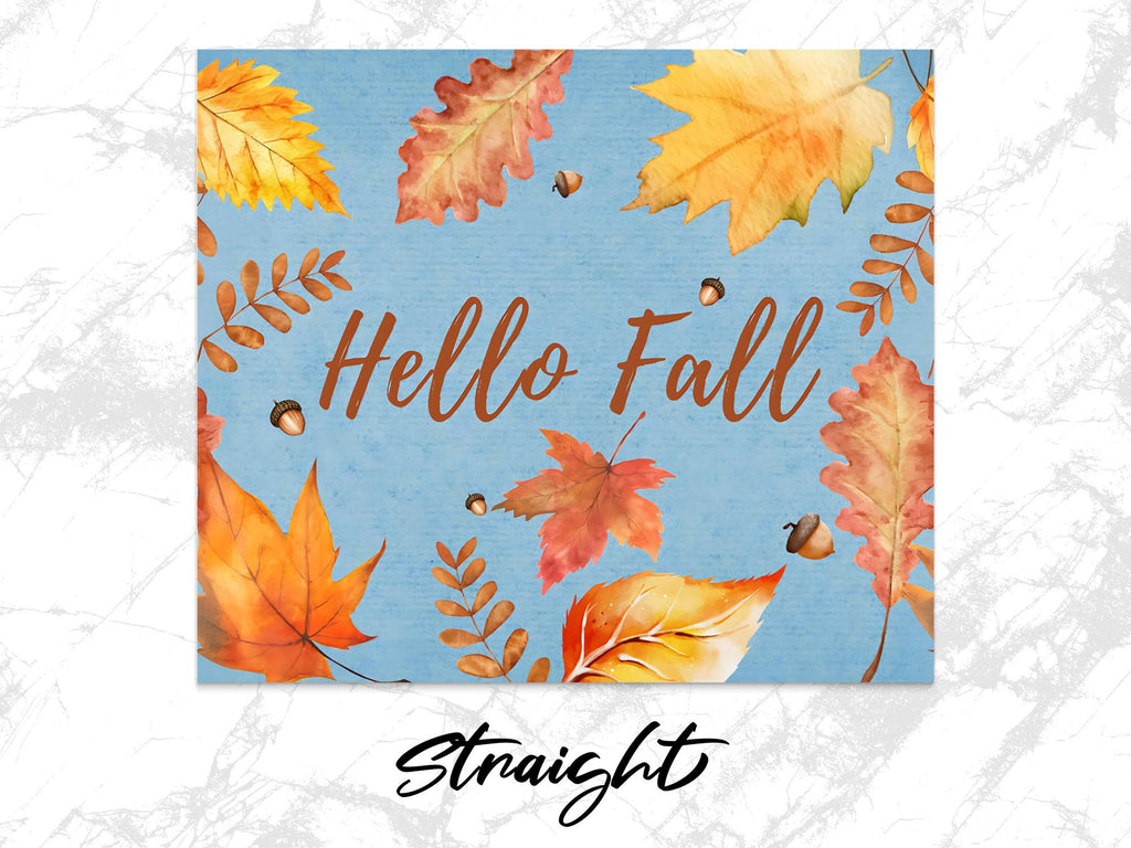 Hello Fall Tumbler Wrap, 20oz Autumn Leaves Tumbler PNG, Acorn Sublimation Designs, Fall Season Tumbler Wrap, Digital Download