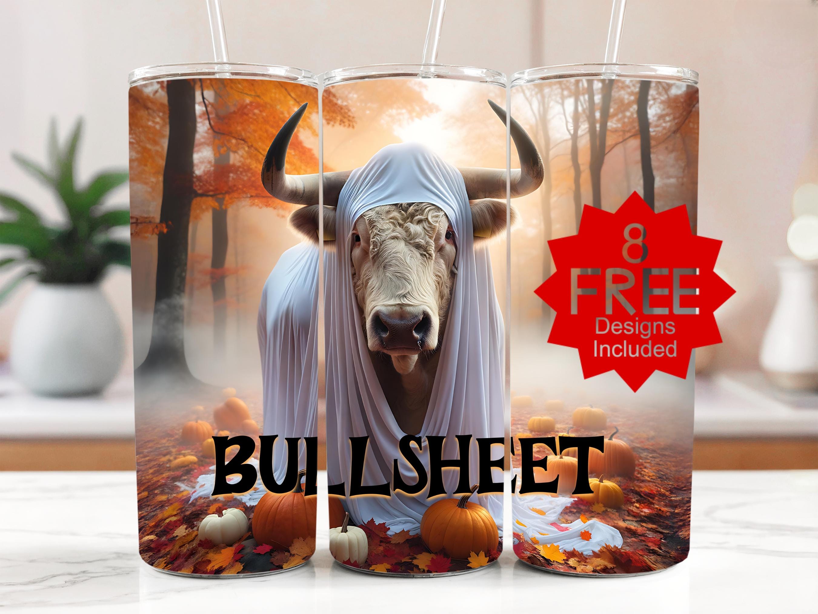 Funny Halloween Cow Tumbler Wrap: Ghost Costume, Fall Design (Digital Download)