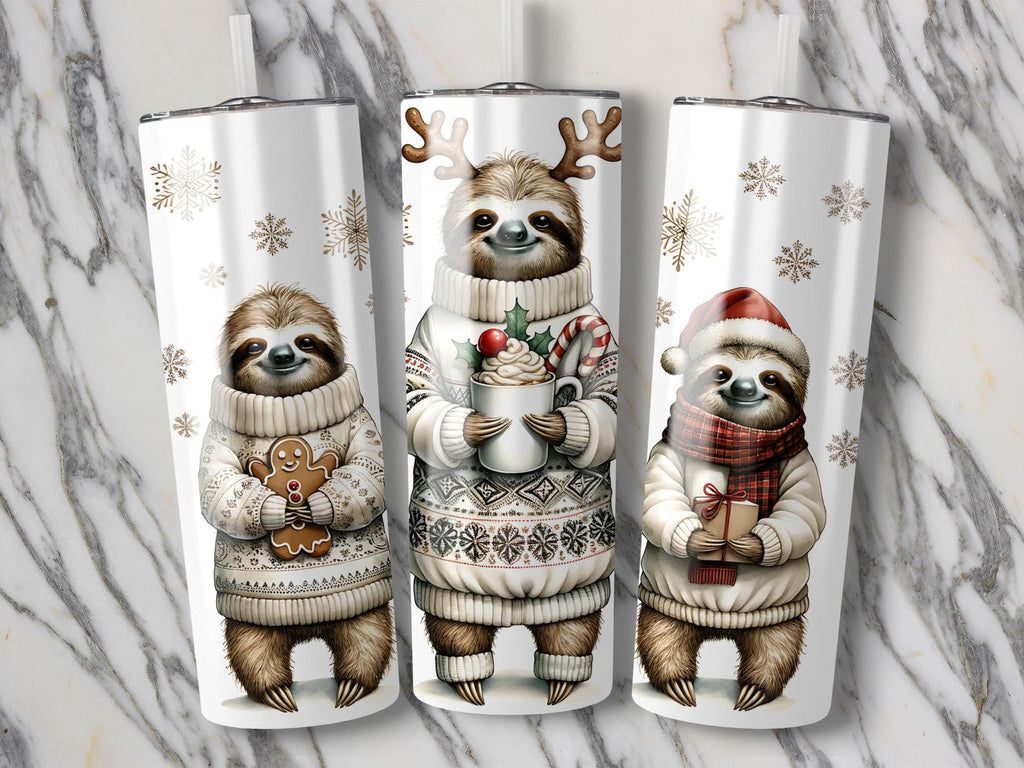 Christmas Sloth 20oz Tumbler Wrap: Festive Holiday PNG (Digital Download)