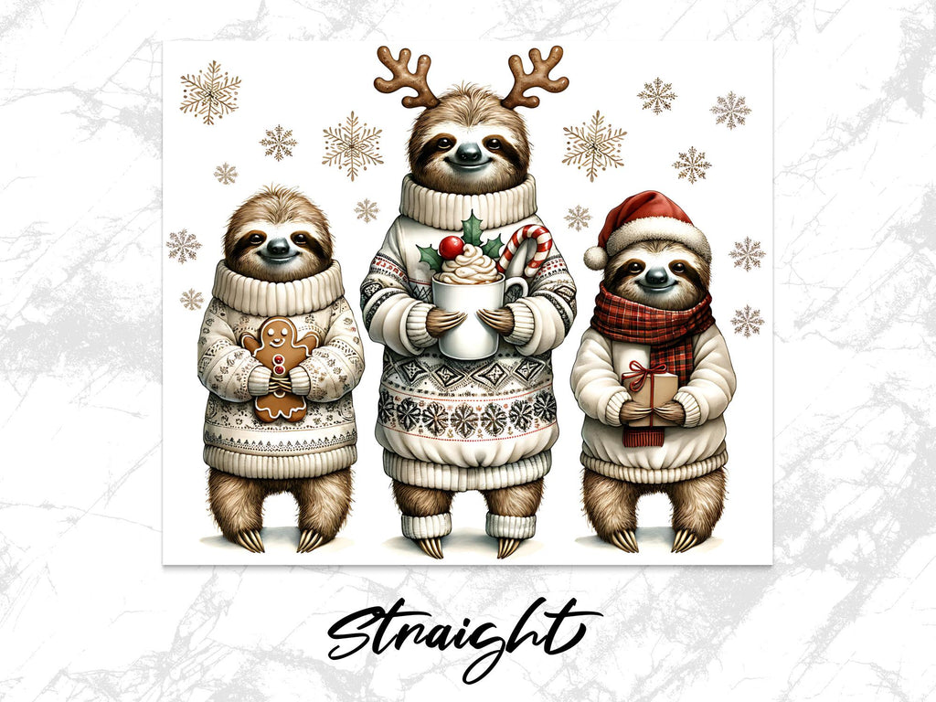 Christmas Sloth 20oz Tumbler Wrap: Festive Holiday PNG (Digital Download)