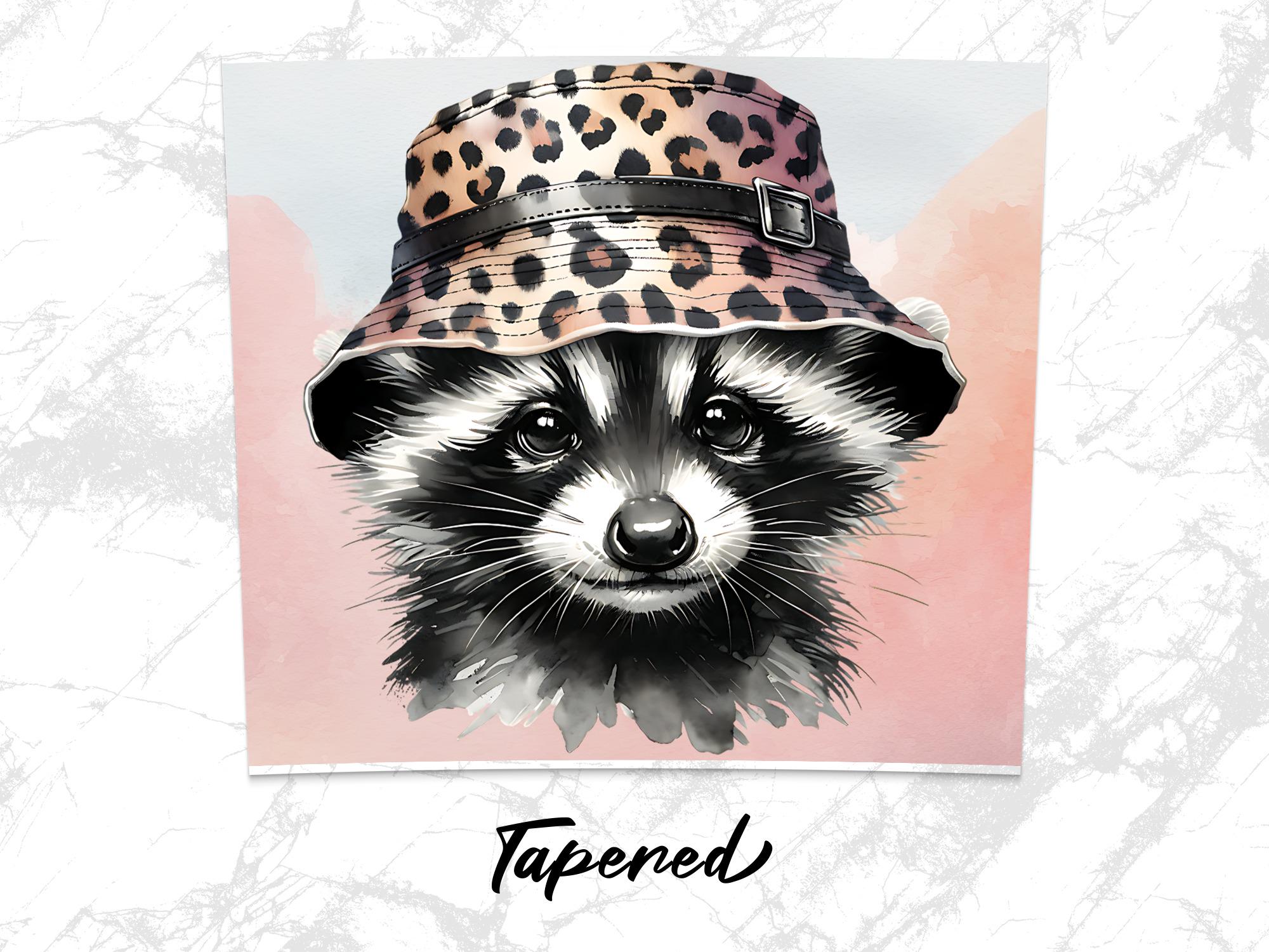 Raccoon in Leopard Bucket Hat Tumbler Wrap Design (PNG Digital Download)