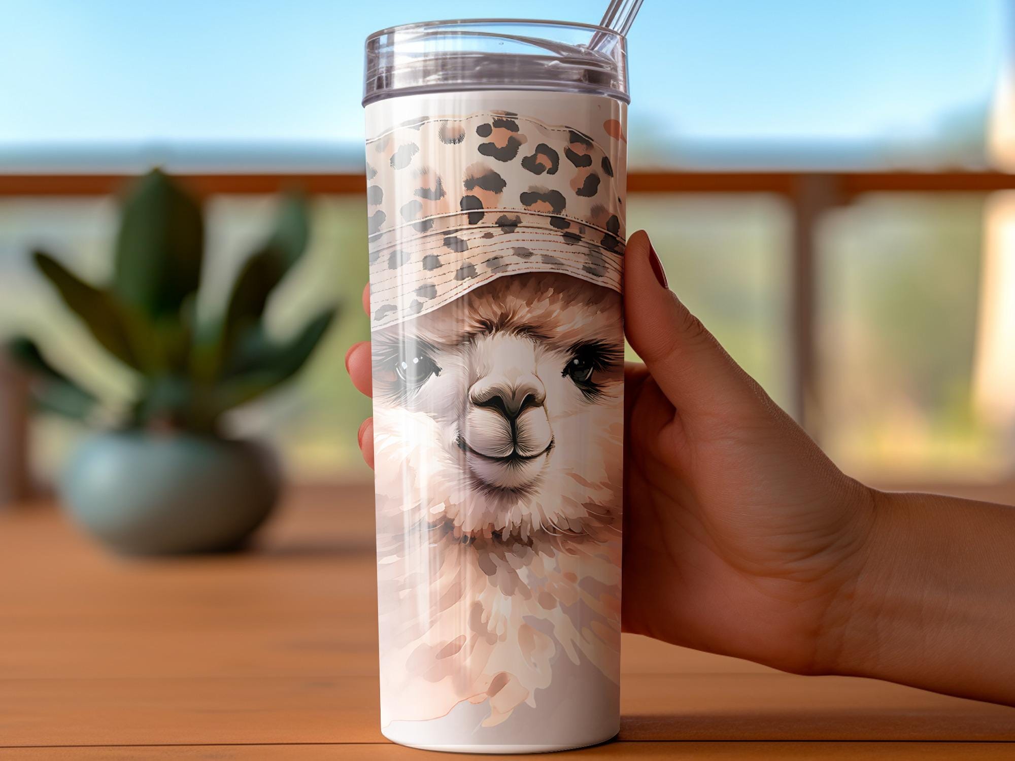 Llama Leopard Bucket Hat Tumbler Design (Digital Download)