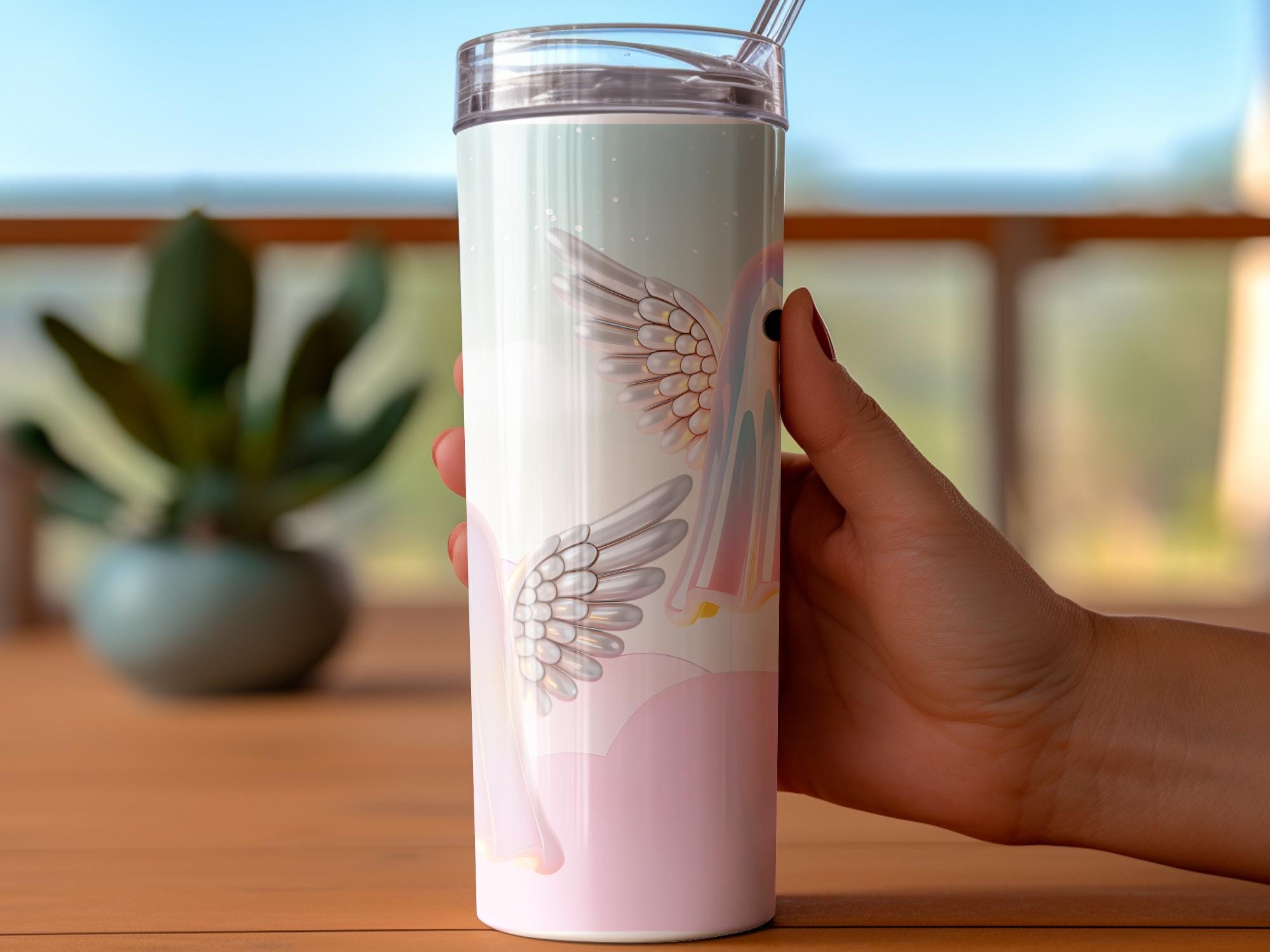 Angel Ghost Tumbler Wrap: Pastel Goth Sublimation Design (Digital Download)