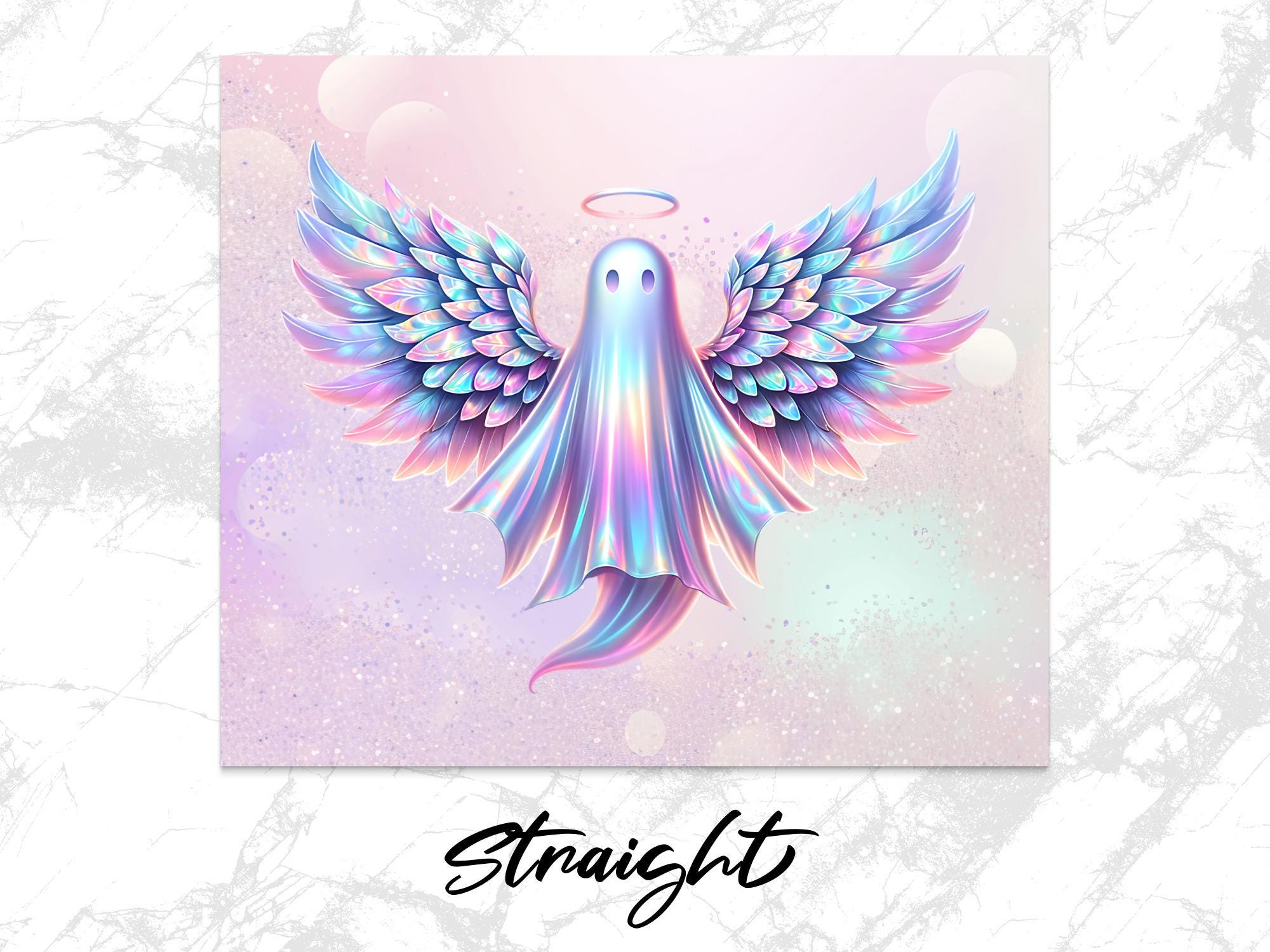 Angel Ghost Tumbler Wrap: Holographic Wings, 20oz Skinny Tumbler (Digital Download)