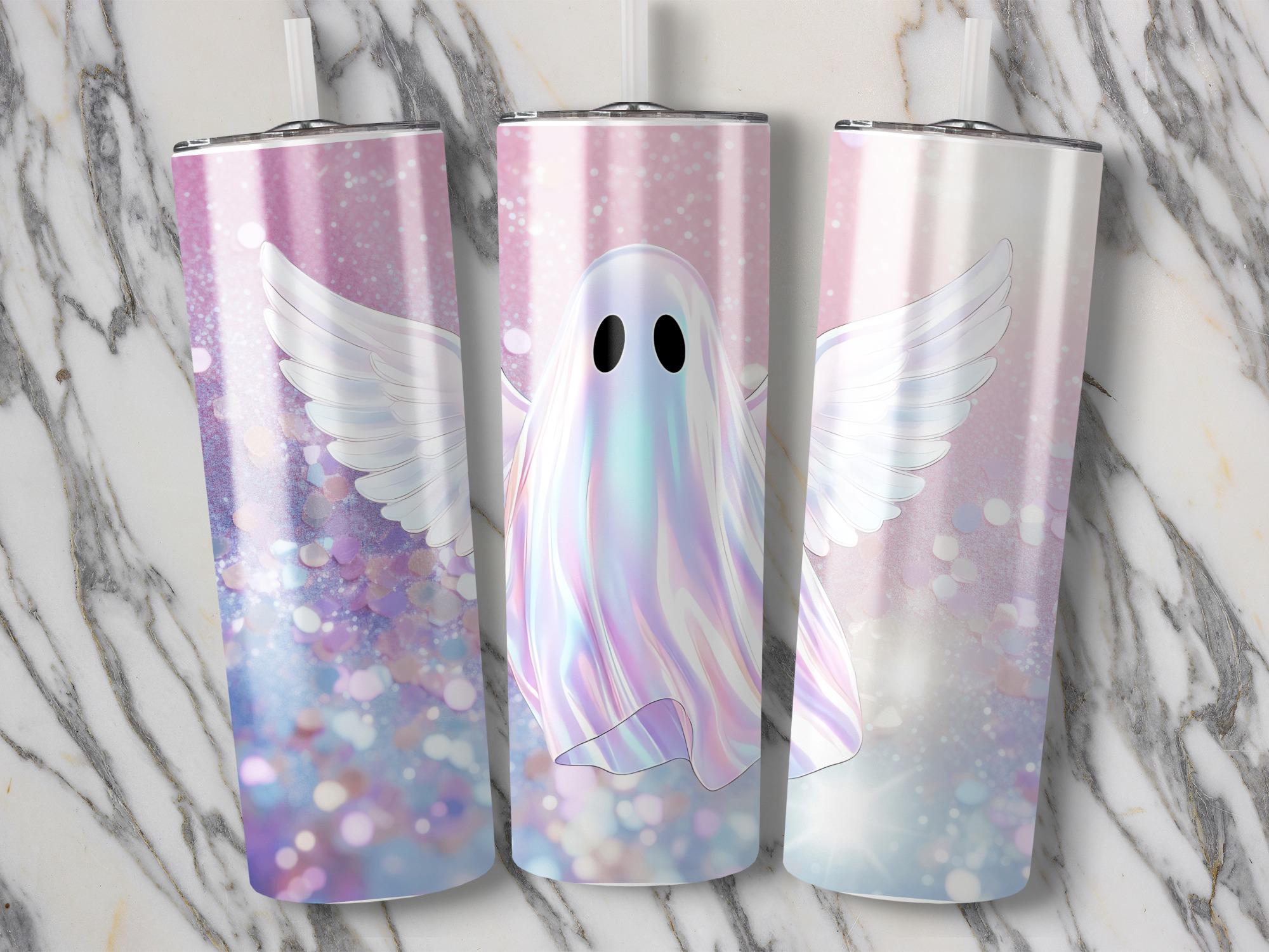 Angel Ghost Tumbler Wrap: Halloween Pastel Glitter (Digital Download)