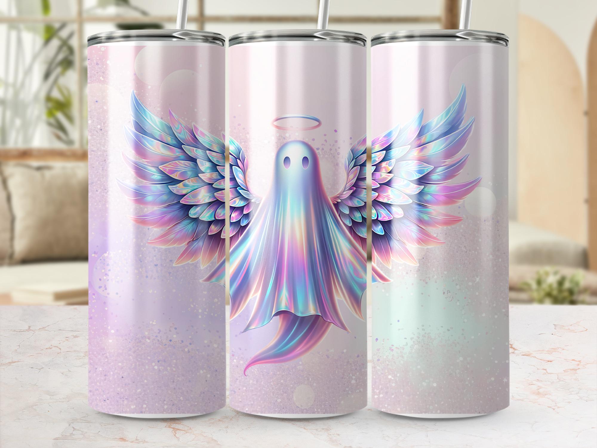Angel Ghost Tumbler Wrap: Holographic Wings, 20oz Skinny Tumbler (Digital Download)